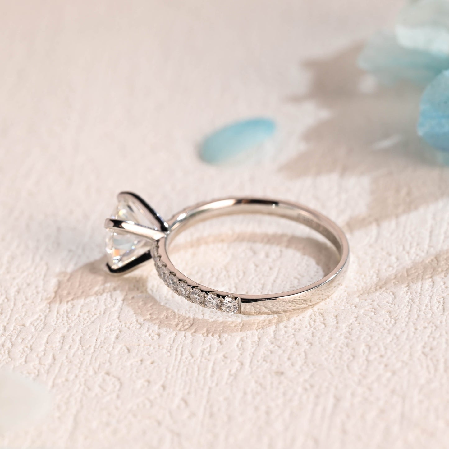 CausYou round cut moissanite engagement ring Solid Gold Round Cut Moissanite Engagement Ring, Wedding Ring, Proposal Ring, Gift for Women Wife