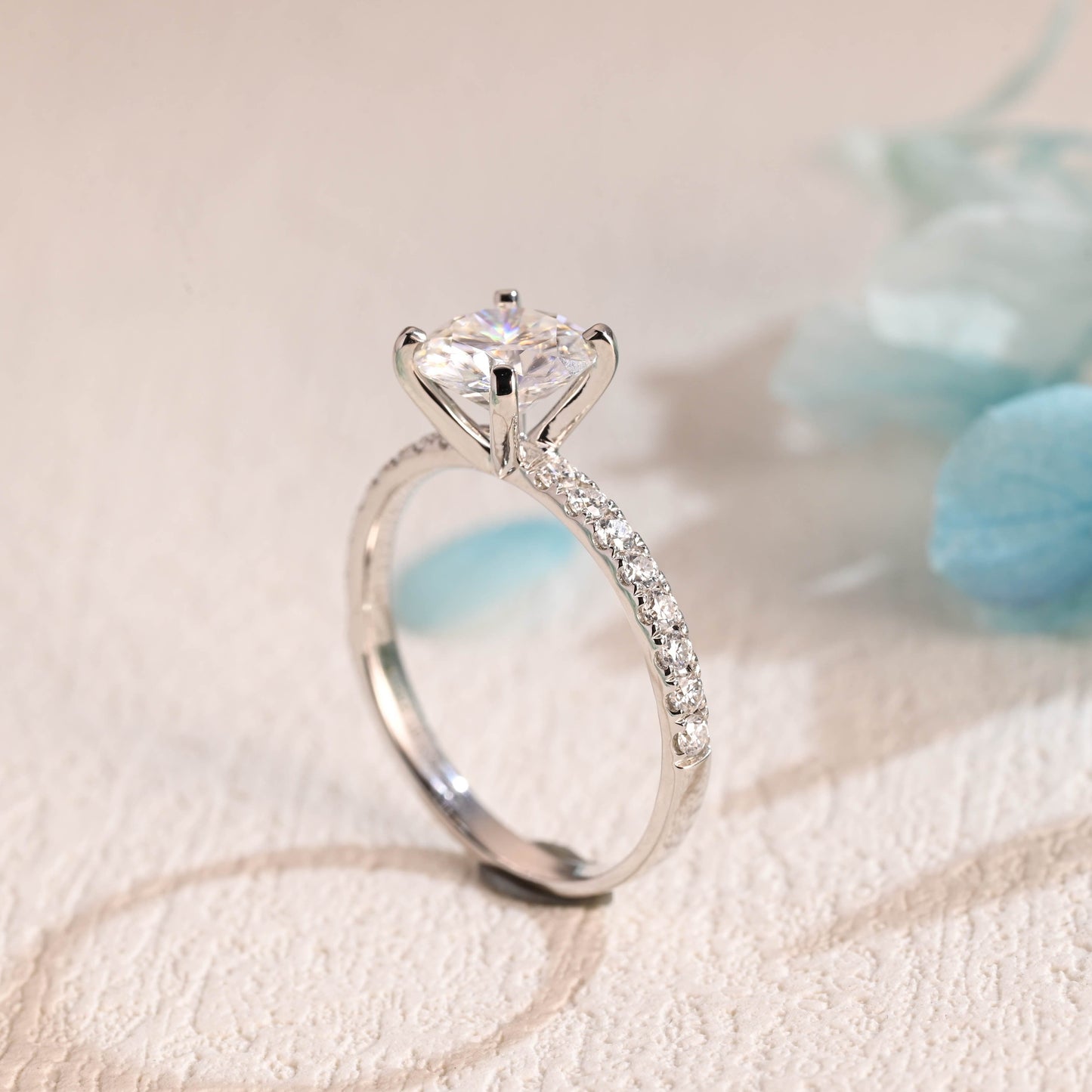 CausYou round cut moissanite engagement ring Solid Gold Round Cut Moissanite Engagement Ring, Wedding Ring, Proposal Ring, Gift for Women Wife