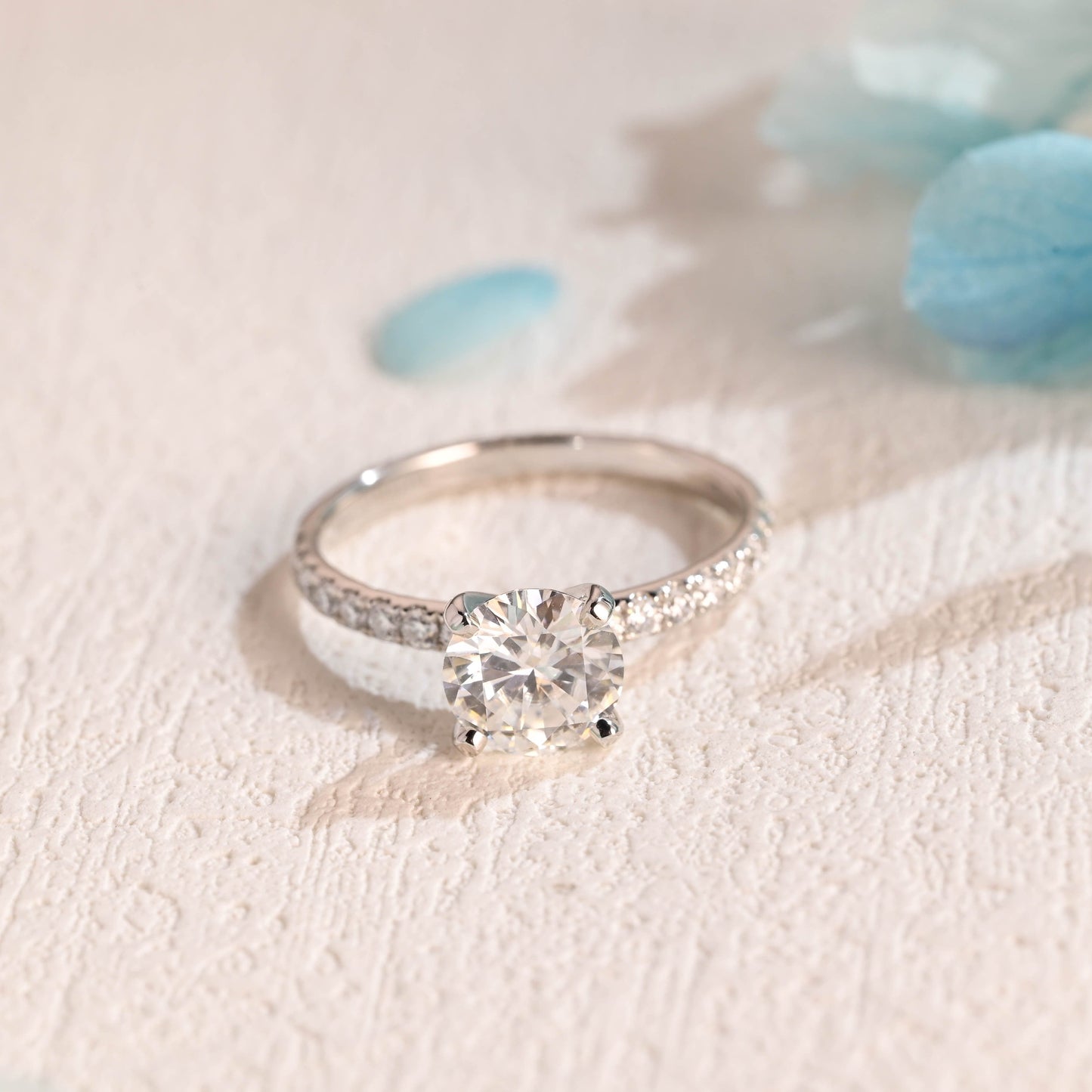 CausYou round cut moissanite engagement ring Solid Gold Round Cut Moissanite Engagement Ring, Wedding Ring, Proposal Ring, Gift for Women Wife