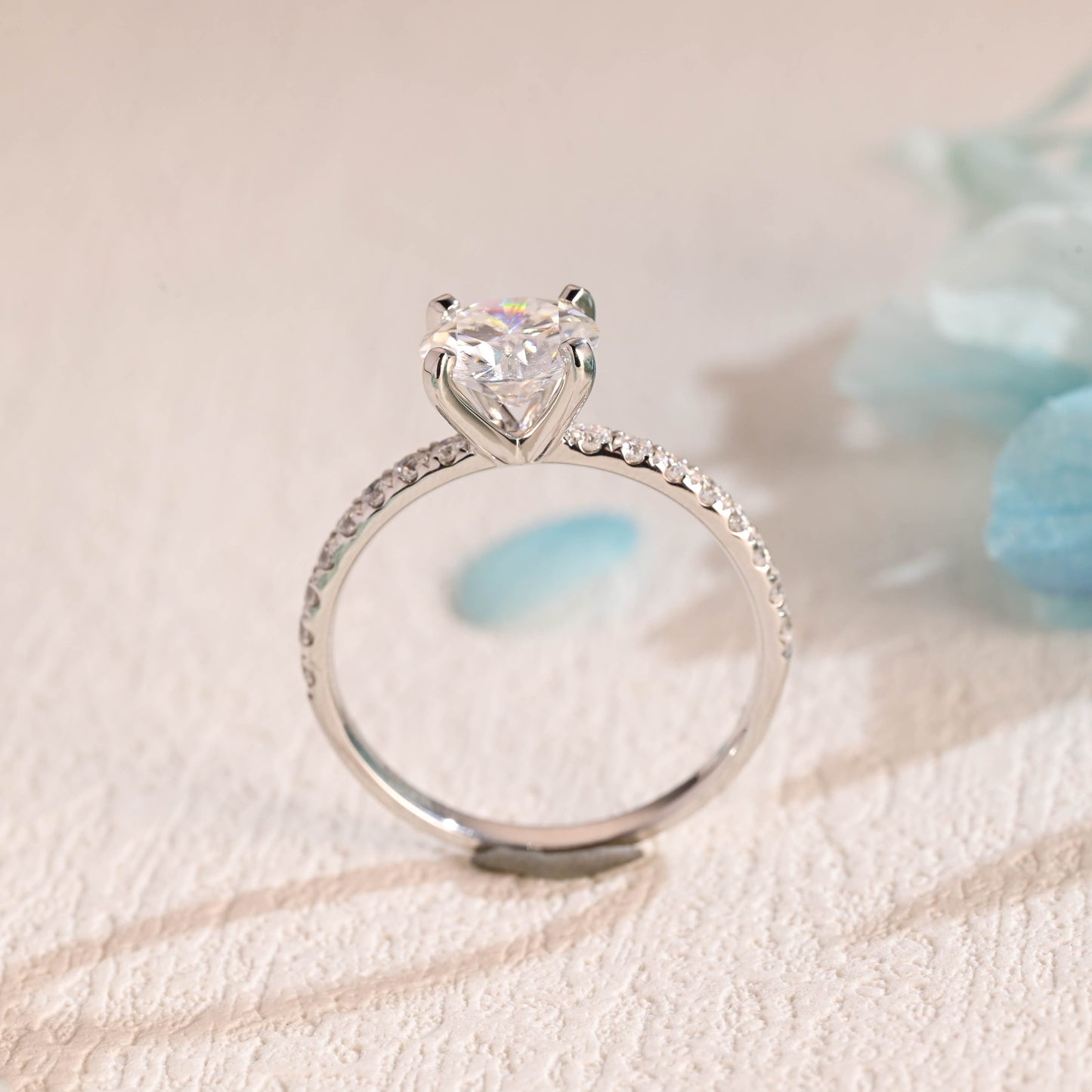 CausYou round cut moissanite engagement ring Solid Gold Round Cut Moissanite Engagement Ring, Wedding Ring, Proposal Ring, Gift for Women Wife