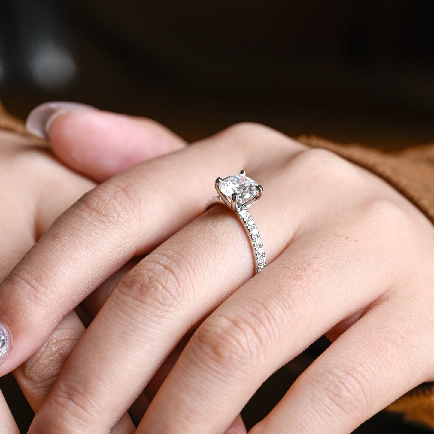 CausYou round cut moissanite engagement ring Solid Gold Round Cut Moissanite Engagement Ring, Wedding Ring, Proposal Ring, Gift for Women Wife