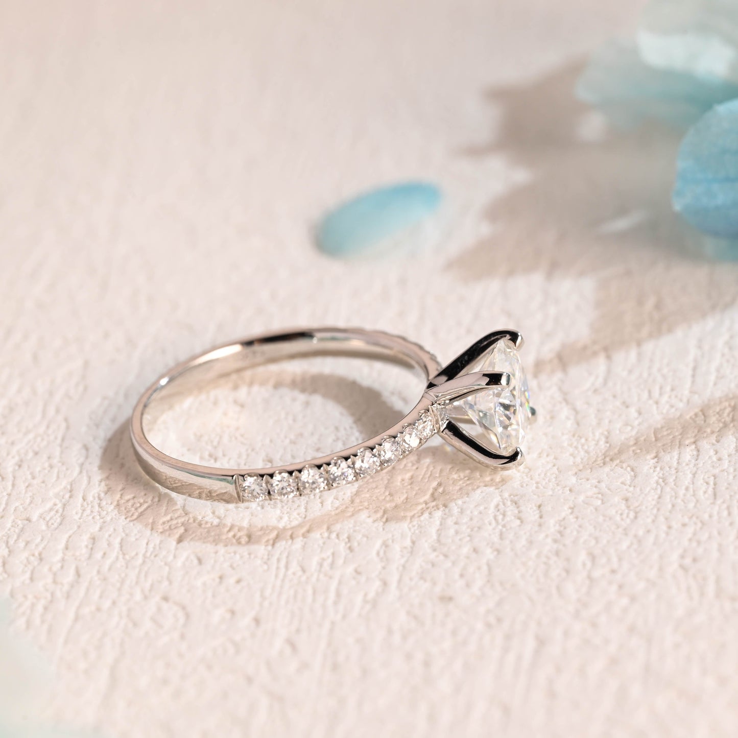 CausYou round cut moissanite engagement ring Solid Gold Round Cut Moissanite Engagement Ring, Wedding Ring, Proposal Ring, Gift for Women Wife