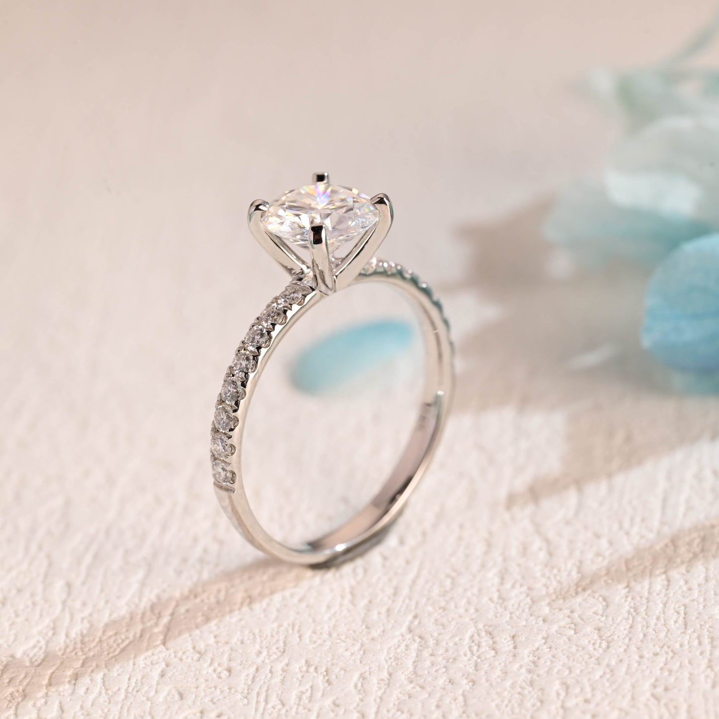 CausYou round cut moissanite engagement ring Solid Gold Round Cut Moissanite Engagement Ring, Wedding Ring, Proposal Ring, Gift for Women Wife