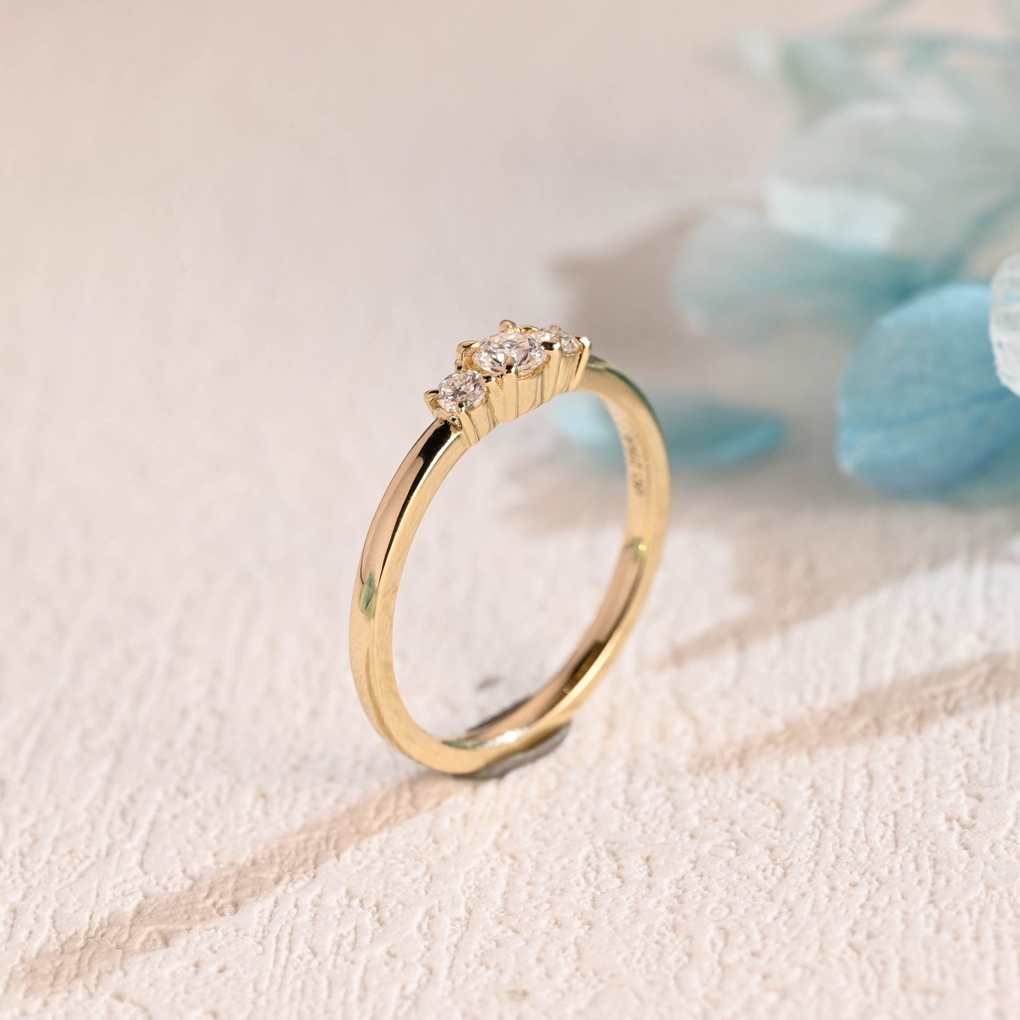CausYou round cut moissanite engagement ring Solid Gold Round Cut Moissanite Wedding Ring, Wedding Band, Anniversary Gift for Women