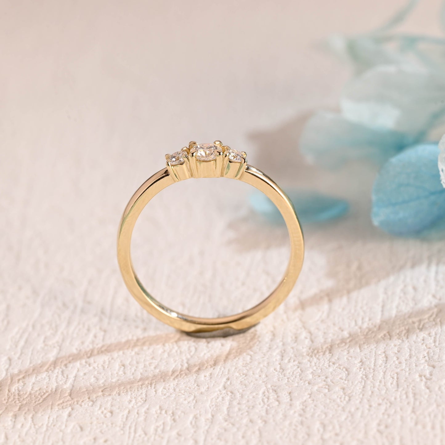 CausYou round cut moissanite engagement ring Solid Gold Round Cut Moissanite Wedding Ring, Wedding Band, Anniversary Gift for Women