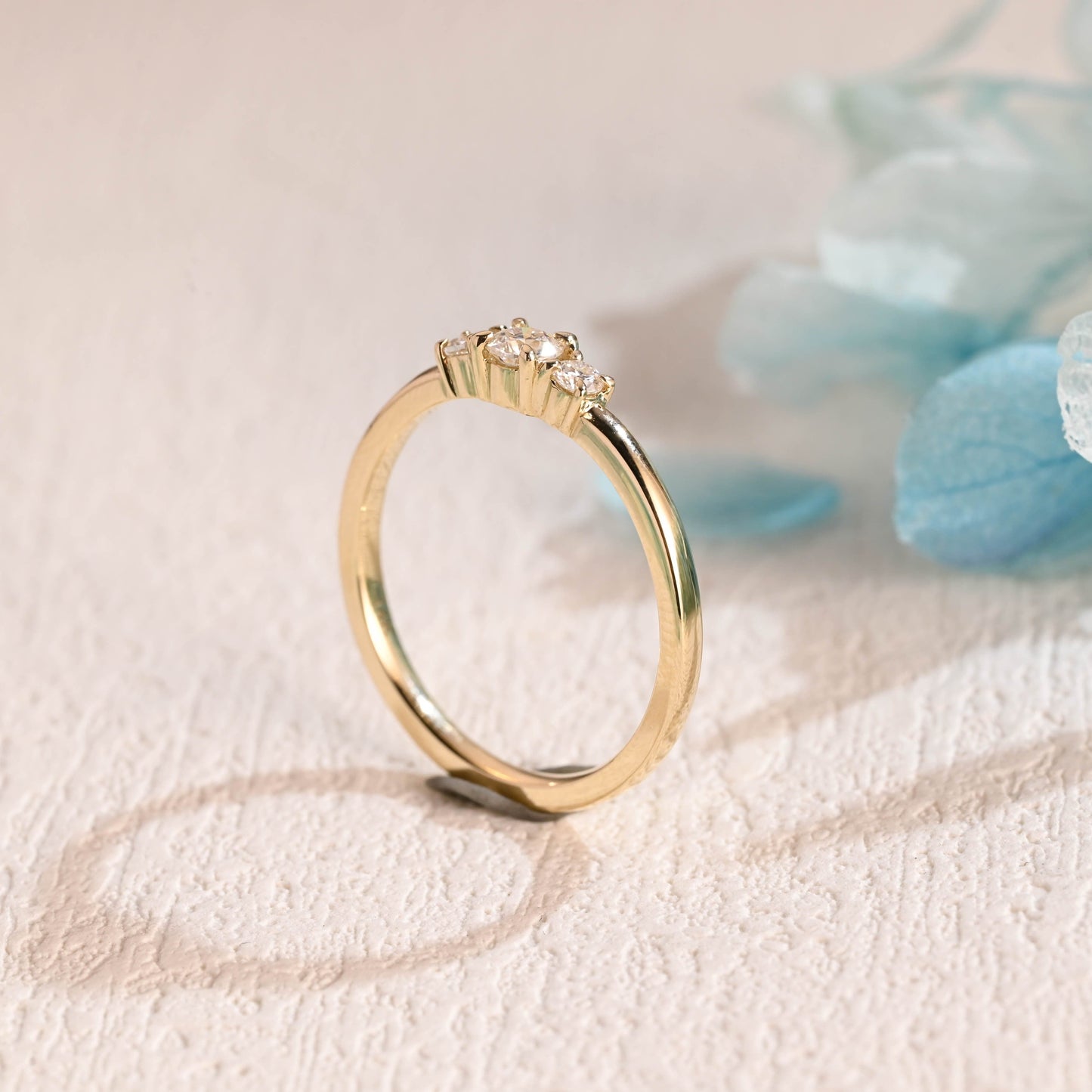 CausYou round cut moissanite engagement ring Solid Gold Round Cut Moissanite Wedding Ring, Wedding Band, Anniversary Gift for Women