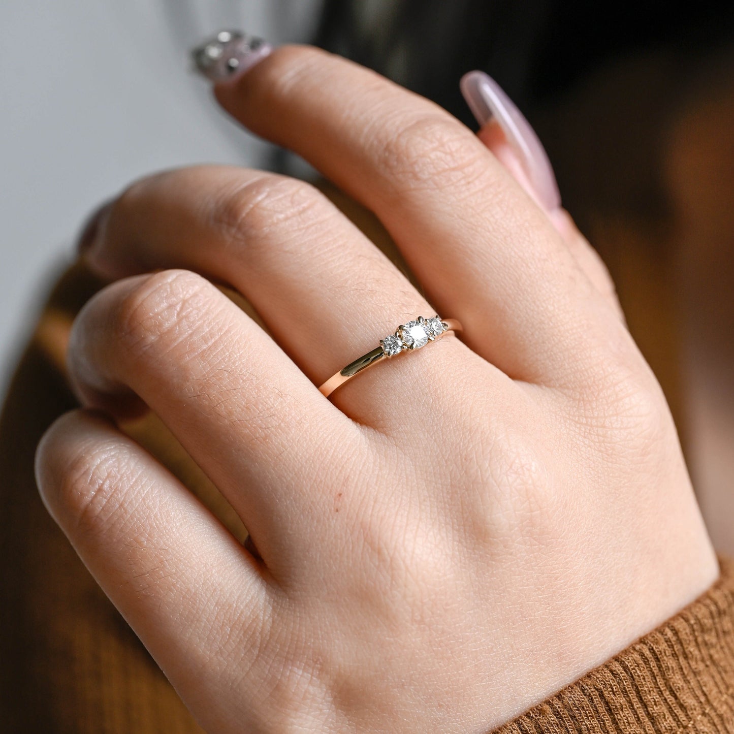CausYou round cut moissanite engagement ring Solid Gold Round Cut Moissanite Wedding Ring, Wedding Band, Anniversary Gift for Women