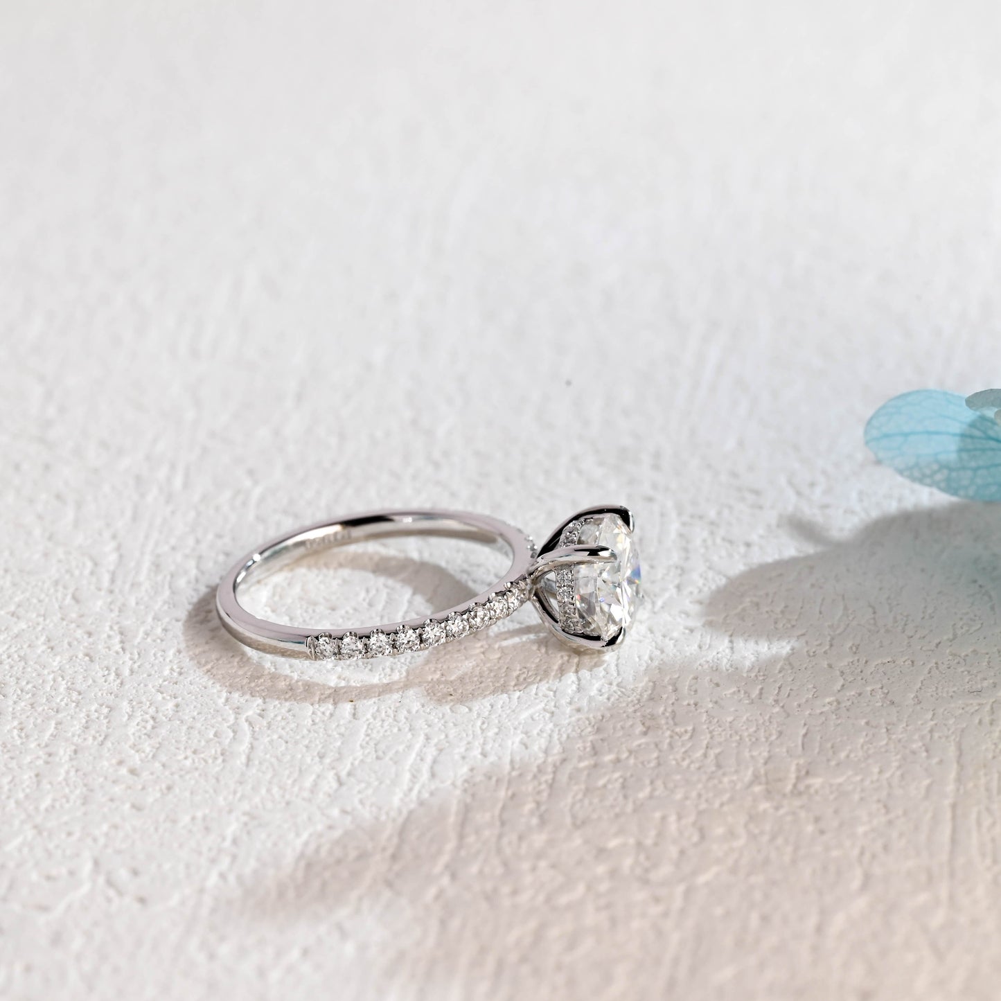 CausYou round cut moissanite engagement ring Solid Gold Round Moissanite Engagement Ring Hidden Halo, Pave Ring
