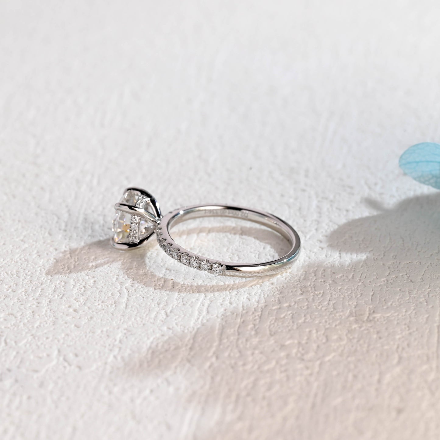 CausYou round cut moissanite engagement ring Solid Gold Round Moissanite Engagement Ring Hidden Halo, Pave Ring