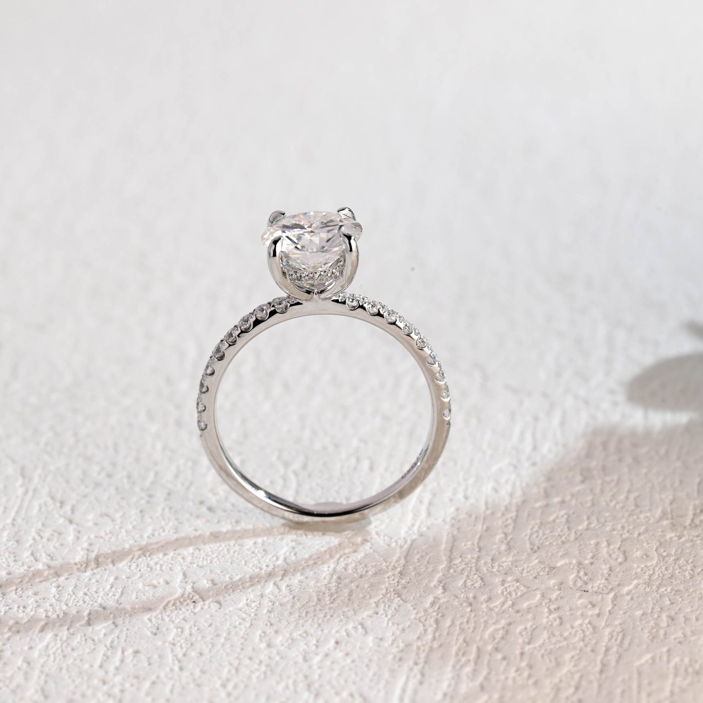 CausYou round cut moissanite engagement ring Solid Gold Round Moissanite Engagement Ring Hidden Halo, Pave Ring