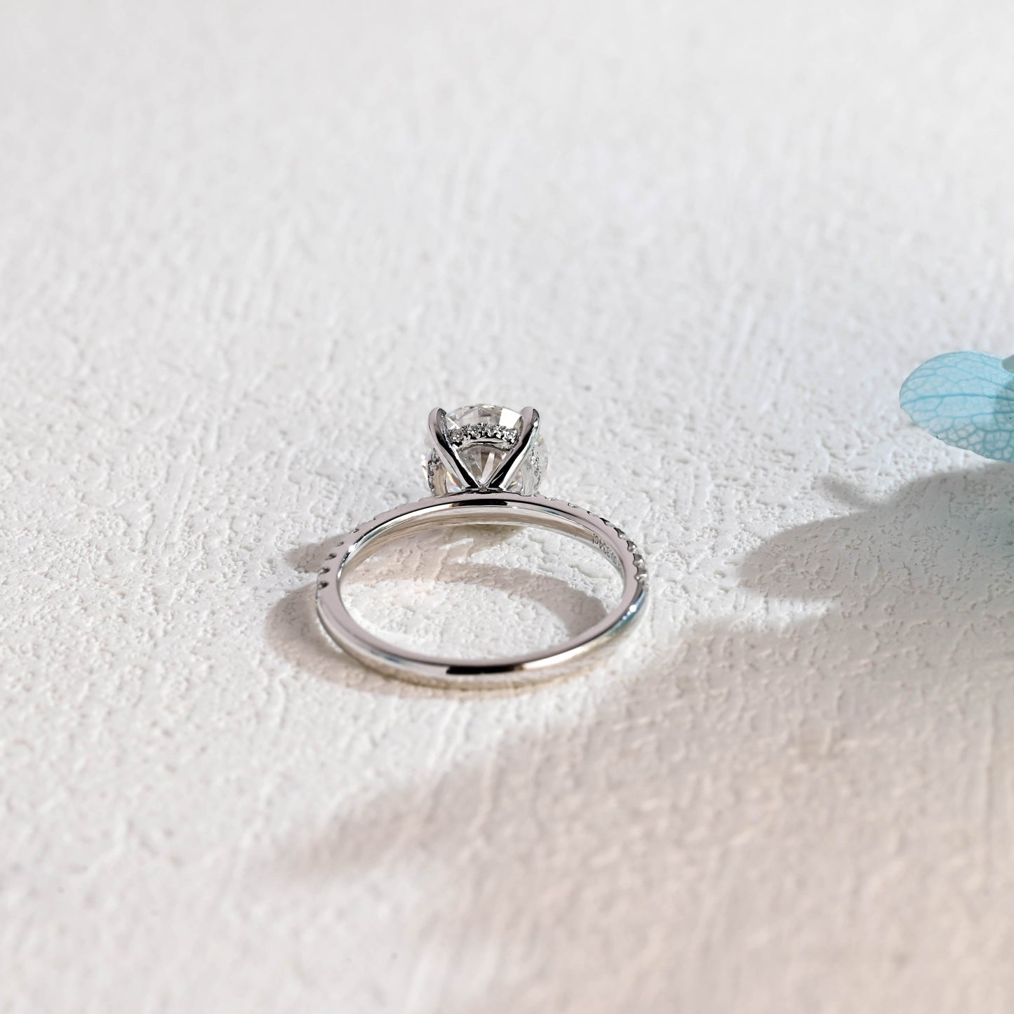 CausYou round cut moissanite engagement ring Solid Gold Round Moissanite Engagement Ring Hidden Halo, Pave Ring