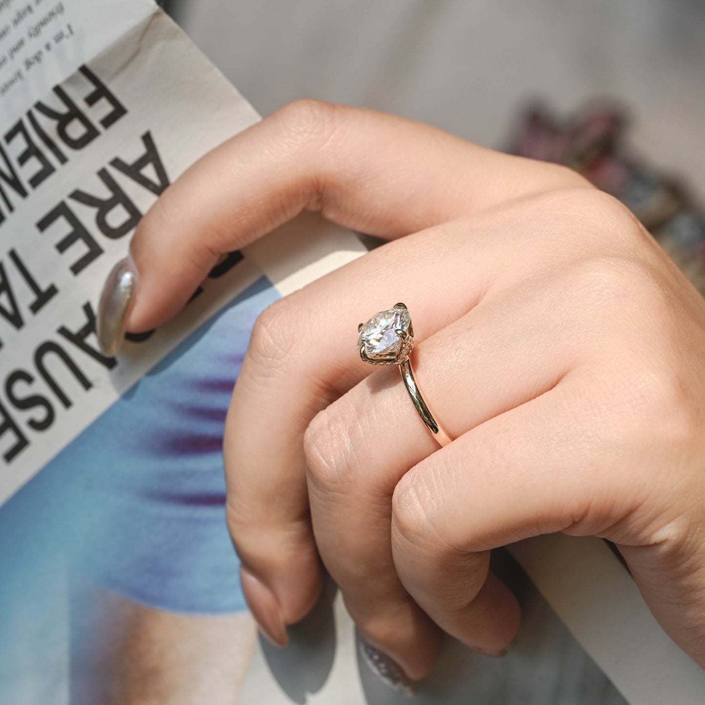 CausYou round cut moissanite engagement ring Solid Gold Tulip Setting Round Cut Moissanite Engagement Ring, Promise Ring, Proposal Ring, Gift for Women Wife