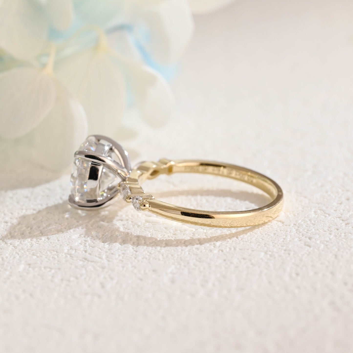 CausYou round cut moissanite engagement ring Solid Gold Two Tone Round Moissanite Engagement Ring, Promise Ring, Bridal Ring for Women Wife