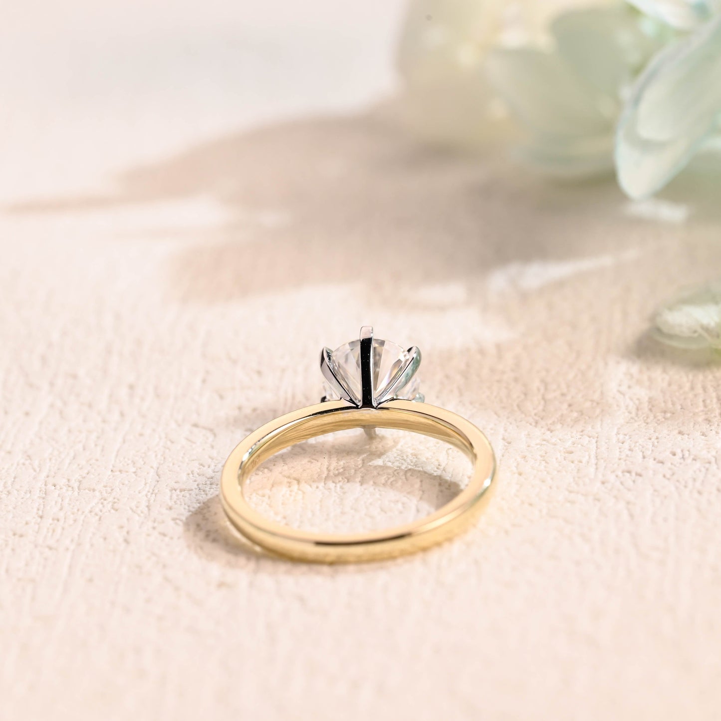 CausYou round cut moissanite engagement ring Solid Gold Two Tone Round Moissanite Engagement Ring, Solitaire Promise Ring, Proposal Ring, Gift for Woman, Wife
