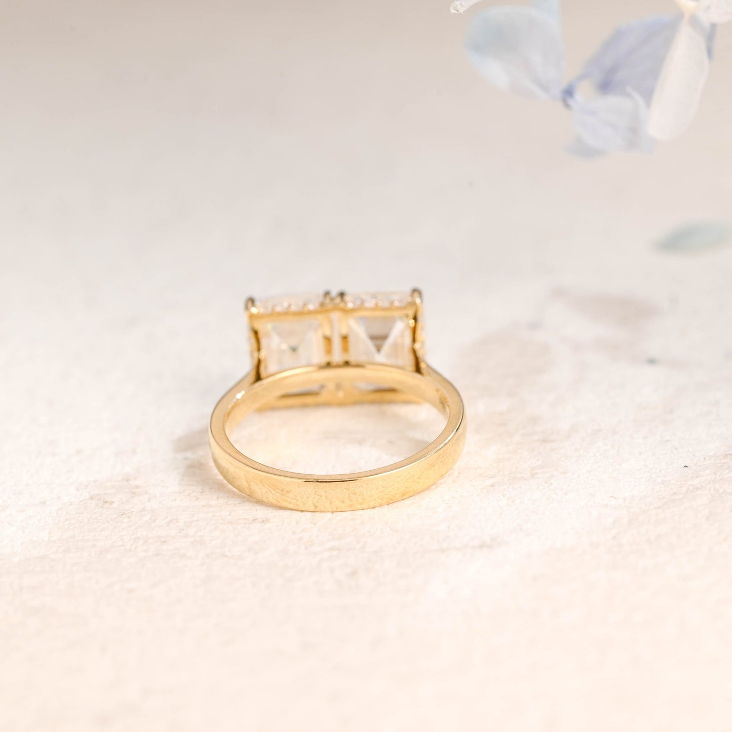 CausYou toi et moi engagement ring Solid Gold Emerald Cut Moissanite Toi et Moi Ring