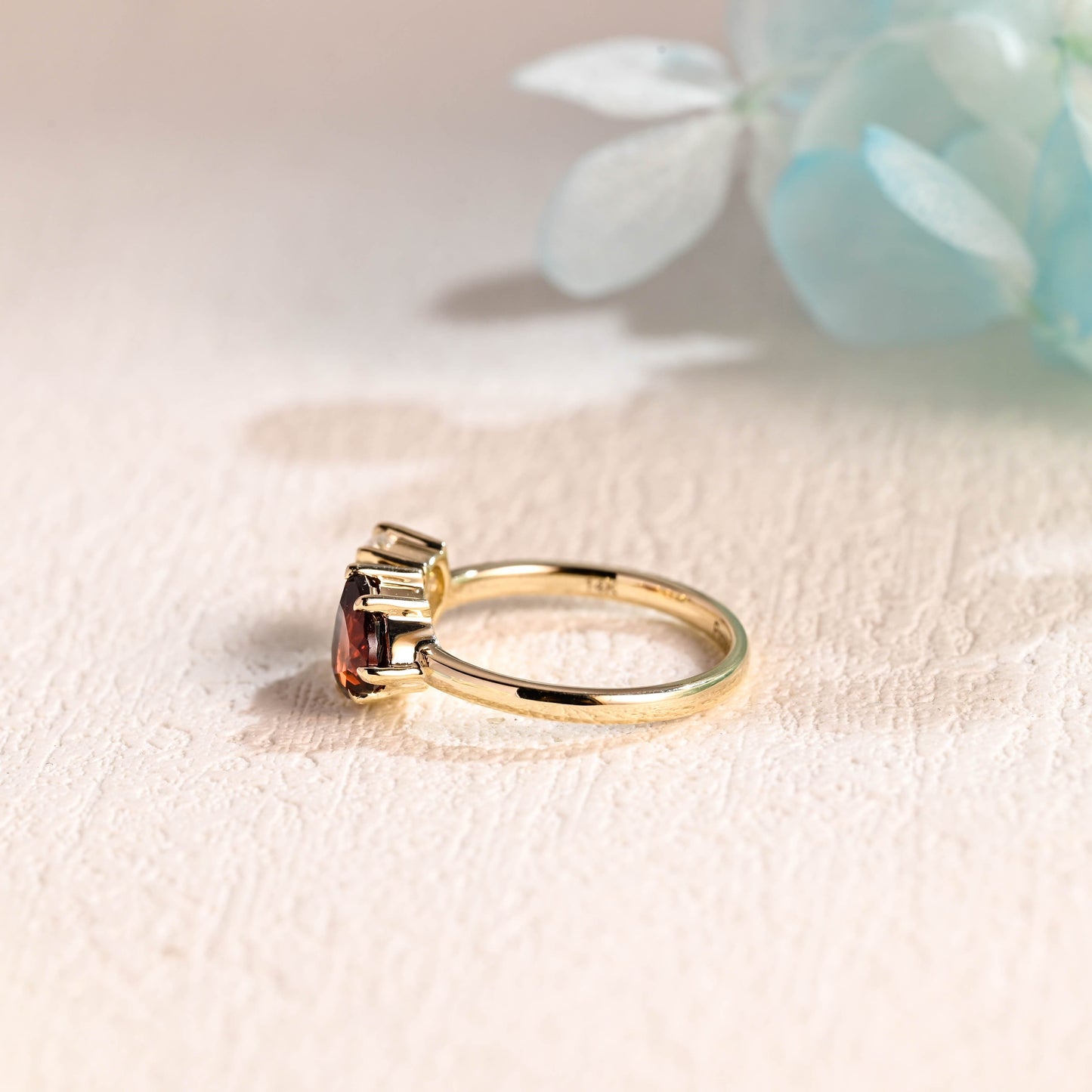 CausYou toi et moi engagement ring Solid Gold Toi Et Moi Heart Cut Garnet & Pear Cut Moissanite Engagement Ring