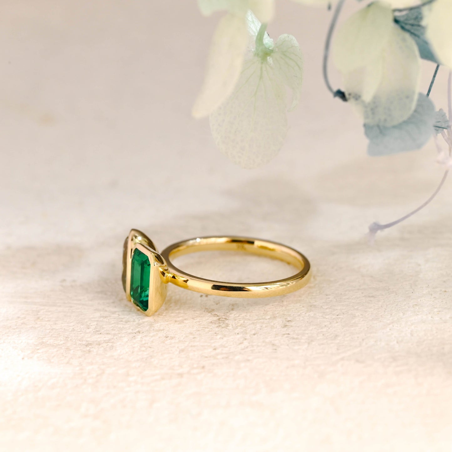 CausYou toi et moi engagement ring Solid Gold Toi et Moi Lab Grown Emerald & Pear Cut Aquamarine Sapphire Engagement Ring