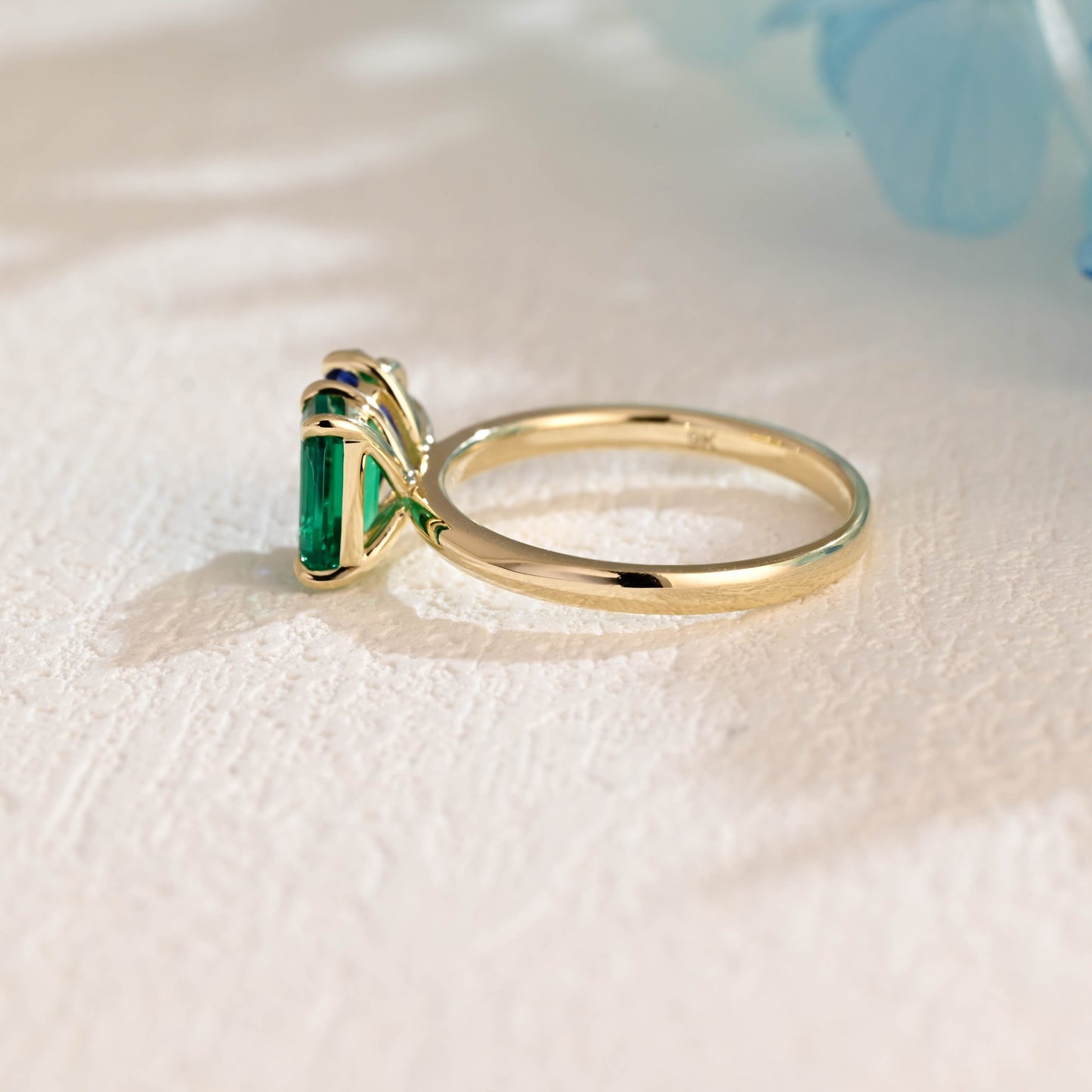 CausYou toi et moi engagement ring Solid Gold Toi Et Moi Ring, Lab Grown Emerald & Pear Cut Sapphire Engagement Ring, Promise Ring