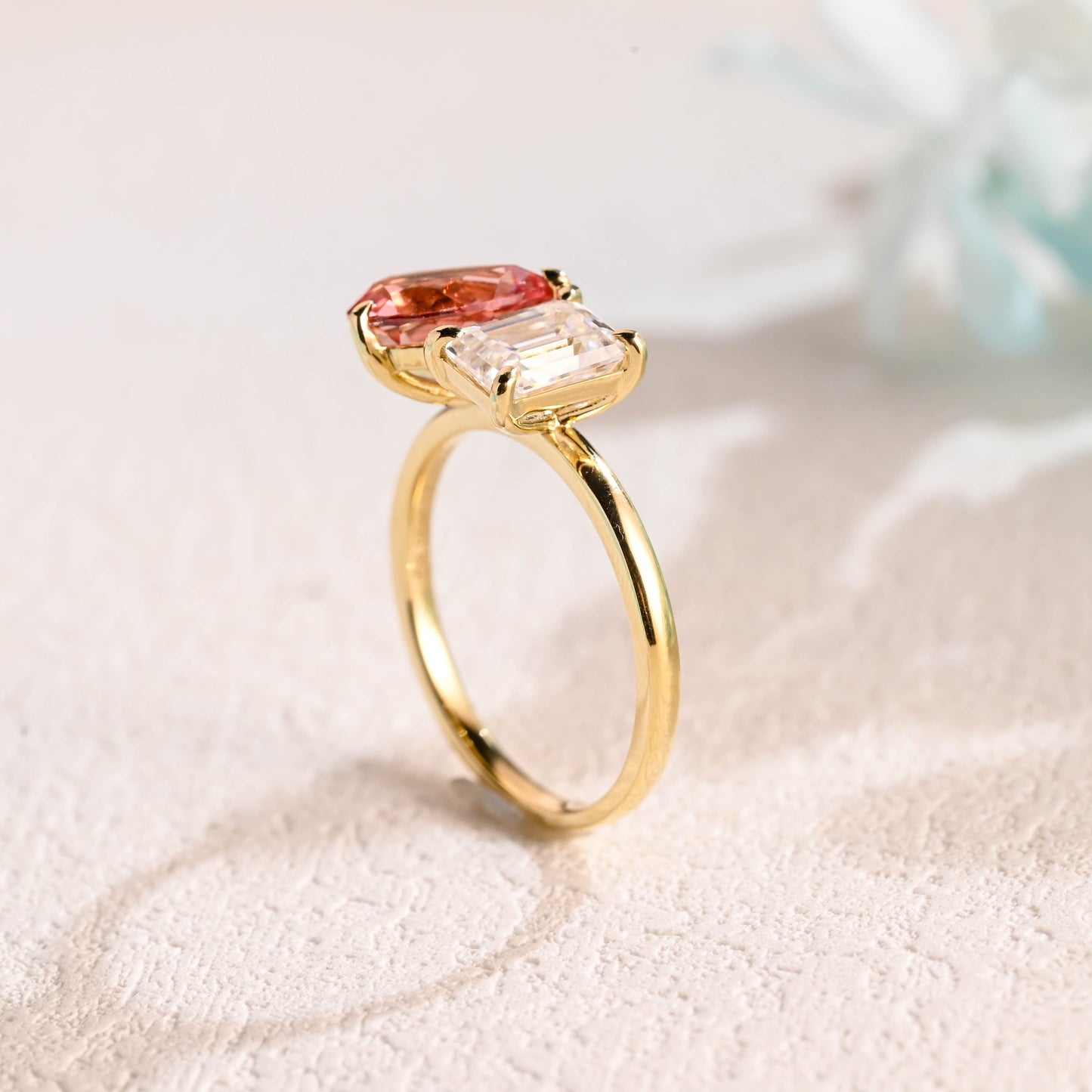 CausYou toi et moi engagement ring Solid Gold Toi et Moi Ring, Moissanite Engagament Ring, Promise Ring, Gift for Women Wife