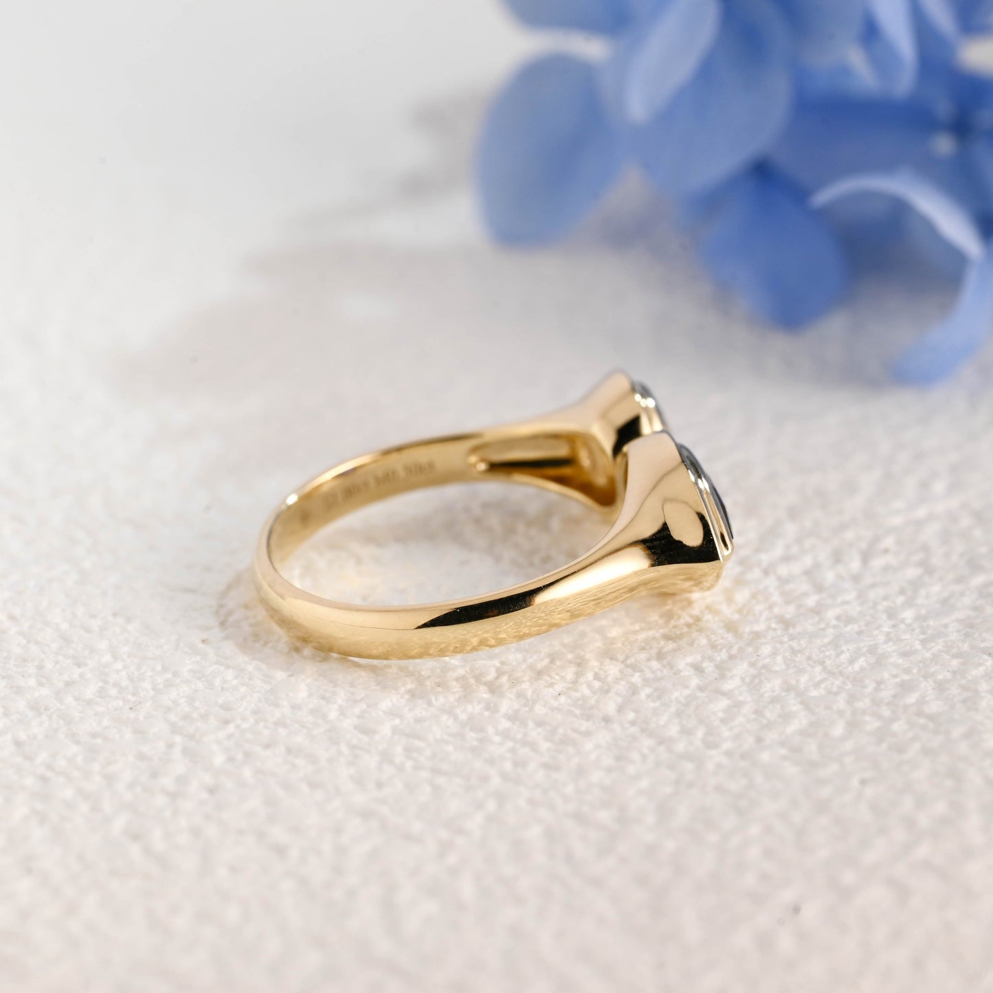 CausYou toi et moi engagement ring Solid Gold Toi Et Moi Ring, Pear Cut Blue Lab Sapphire & Round Cut Moissanite Engagement Ring
