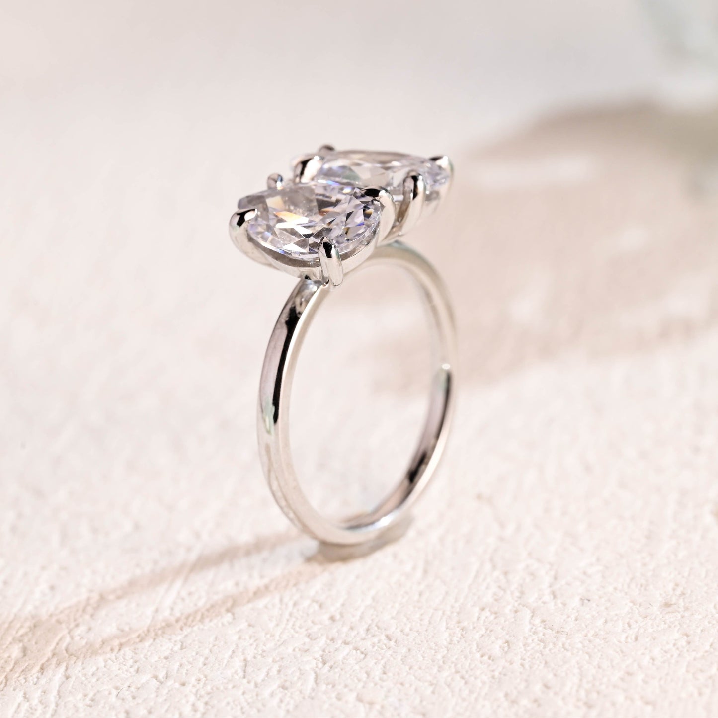 CausYou toi et moi engagement ring Solid Gold Toi et Moi Ring, Pear Cut Moissanite Engagement Ring, Promise Ring, Gift for Women Wife