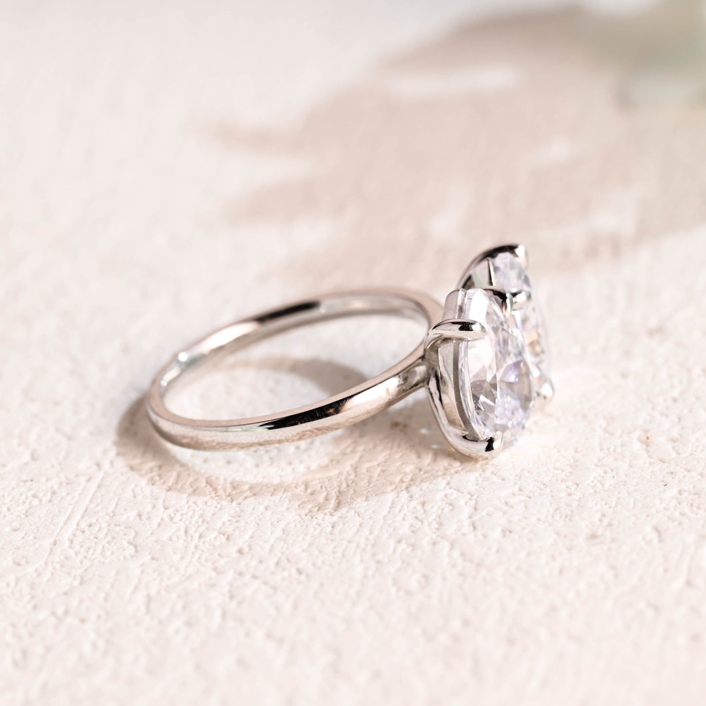 CausYou toi et moi engagement ring Solid Gold Toi et Moi Ring, Pear Cut Moissanite Engagement Ring, Promise Ring, Gift for Women Wife
