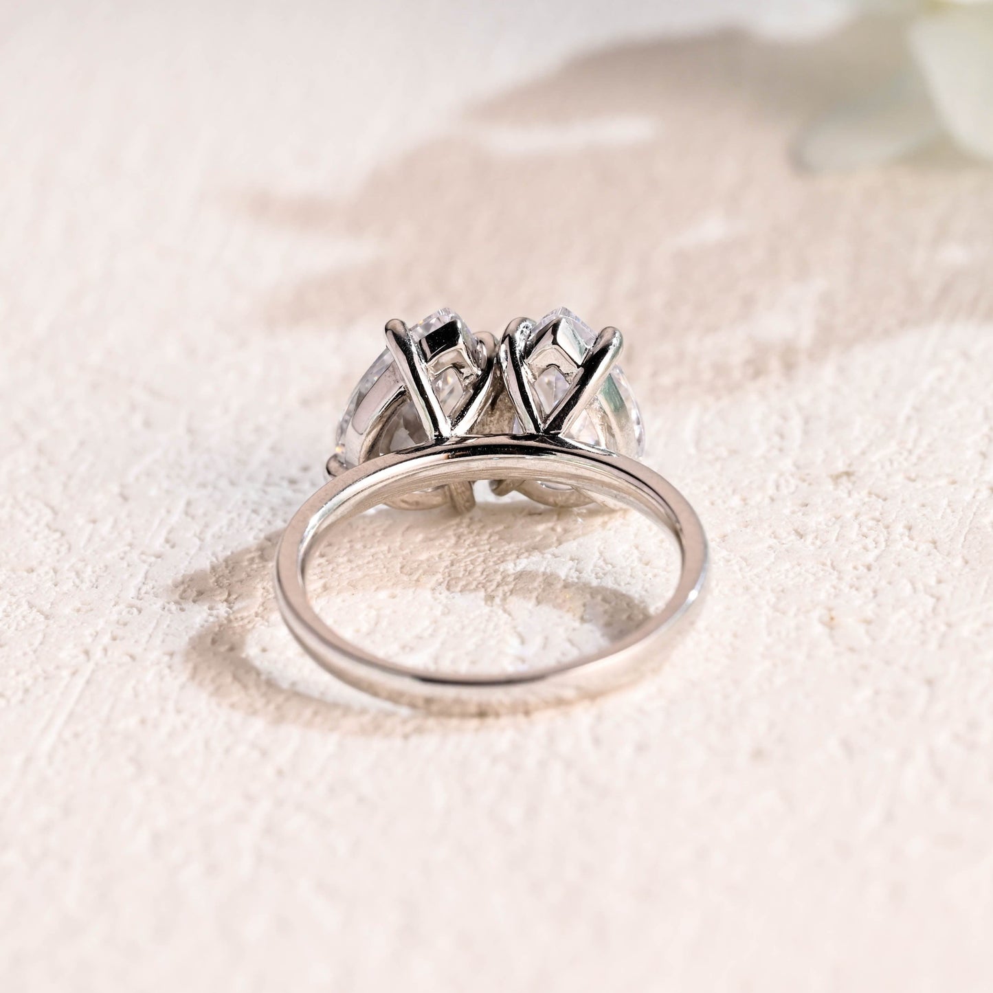 CausYou toi et moi engagement ring Solid Gold Toi et Moi Ring, Pear Cut Moissanite Engagement Ring, Promise Ring, Gift for Women Wife