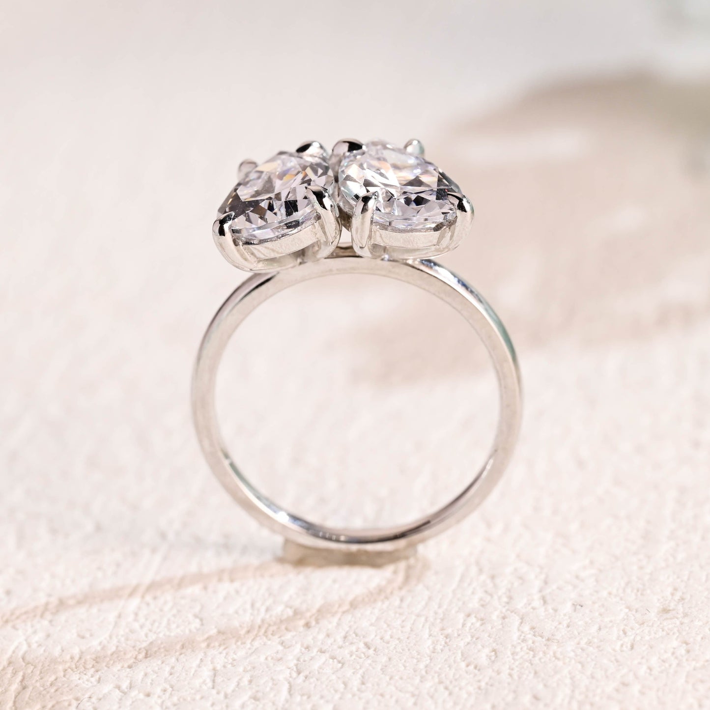 CausYou toi et moi engagement ring Solid Gold Toi et Moi Ring, Pear Cut Moissanite Engagement Ring, Promise Ring, Gift for Women Wife