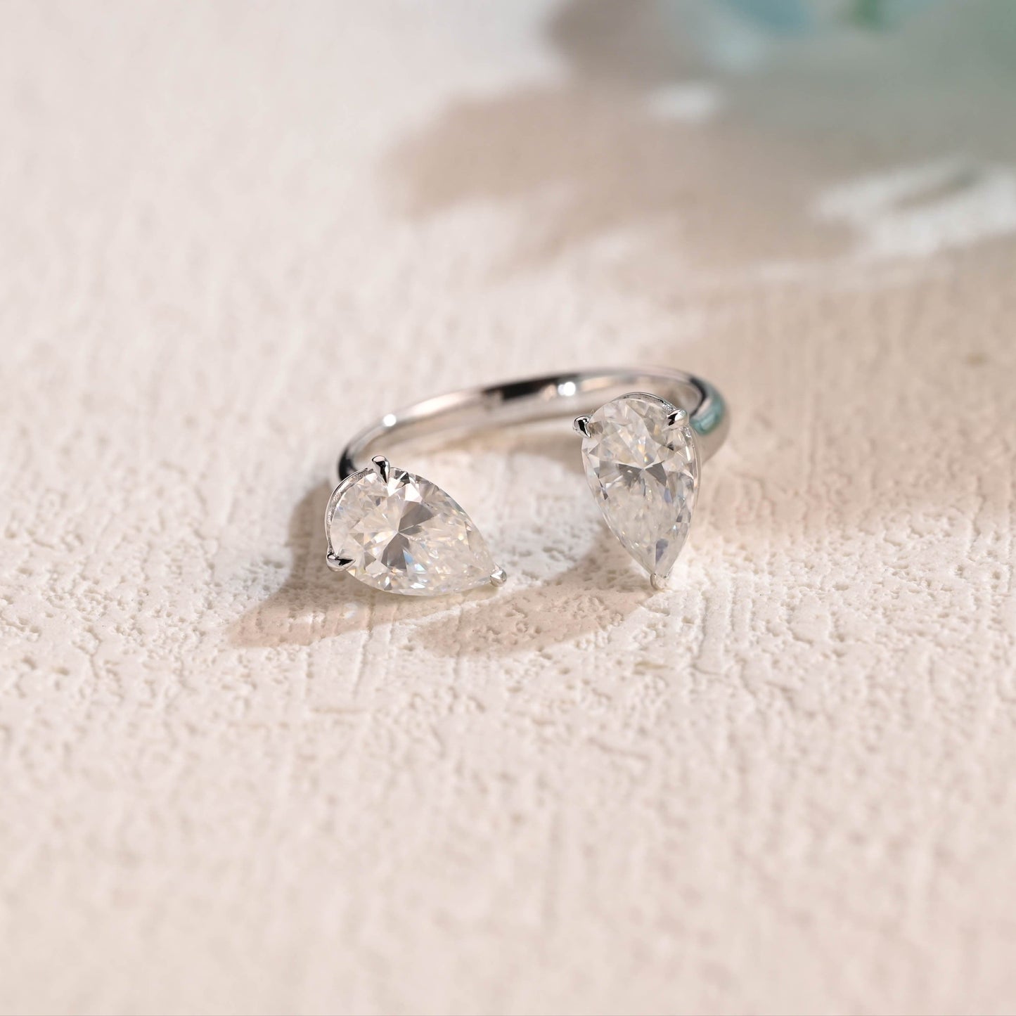 CausYou toi et moi engagement ring Solid Gold Toi et Moi Ring, Pear Cut Moissanite Engagement Ring, Promise Ring, Gift for Women Wife