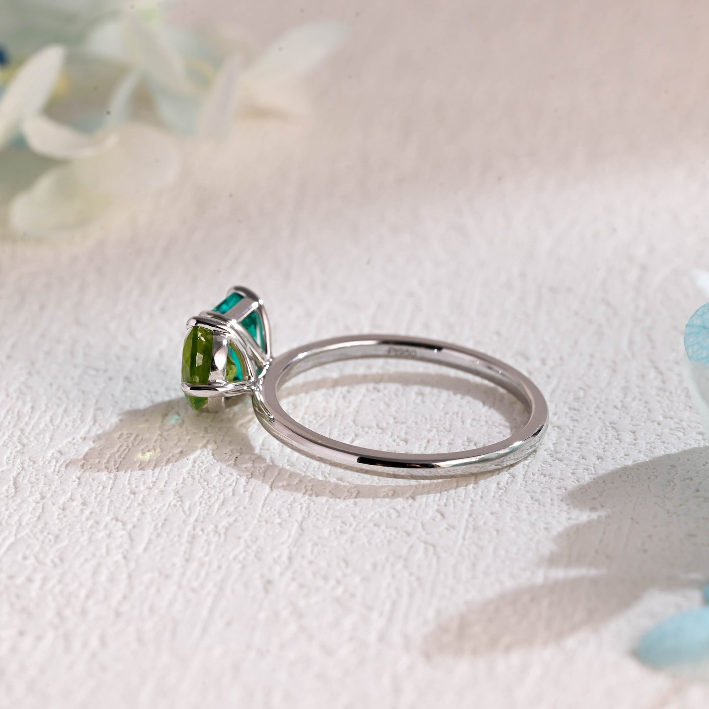 CausYou toi et moi engagement ring Solid Gold Toi Et Moi Ring, Pear cut Peridot & Lab Grown Emerald Engagement Ring, Anniversary Ring