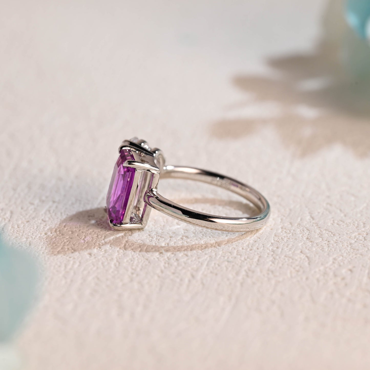 CausYou toi et moi engagement ring Solid Gold Toi Et Moi Ring, Pear Moissanite & Lab Grown Purple Sapphire Engagement Ring, Wedding Ring for Women