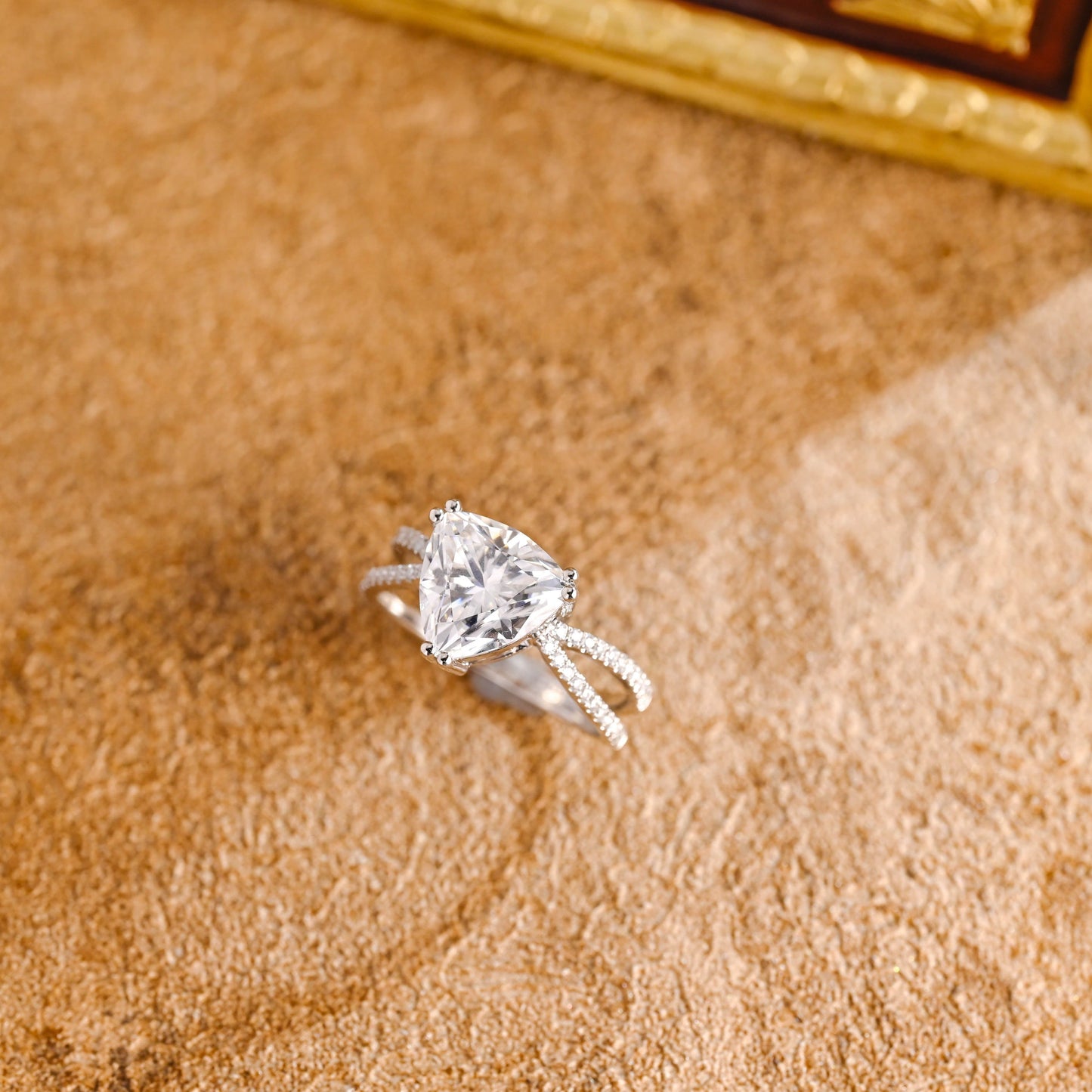 CausYou trillion cut diamond engagement ring CausYou Solid Gold D/VS1 Split Shank Trillion Cut Lab Grown Diamond Engagement Ring, Wedding Bridal Promise Ring