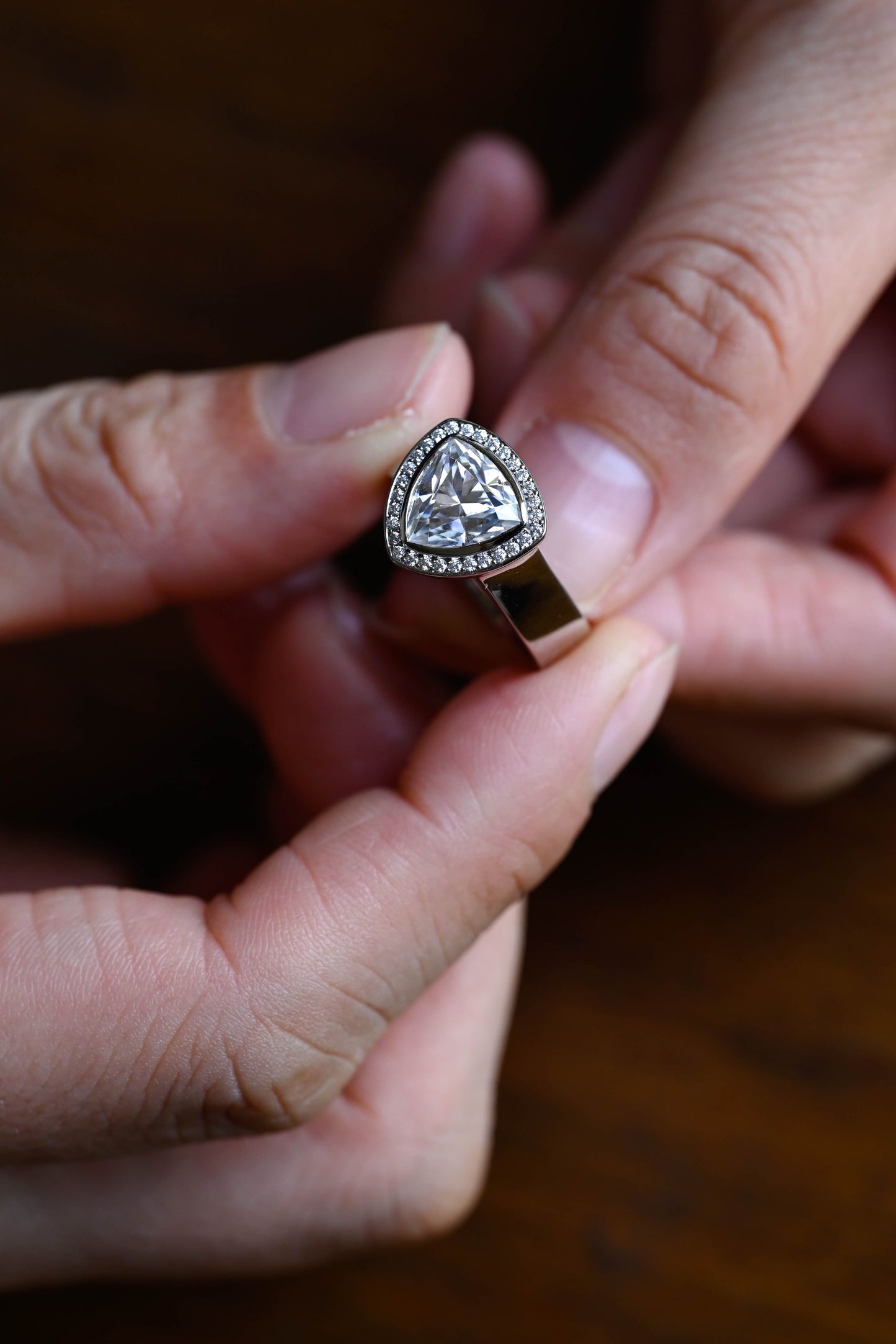 CausYou trillion cut diamond engagement ring CausYou Solid Gold D/VS1 Trillion Cut Diamond Ring, Lab Grown Diamond Engagement Man's Ring, Promise Ring, Gift for Man