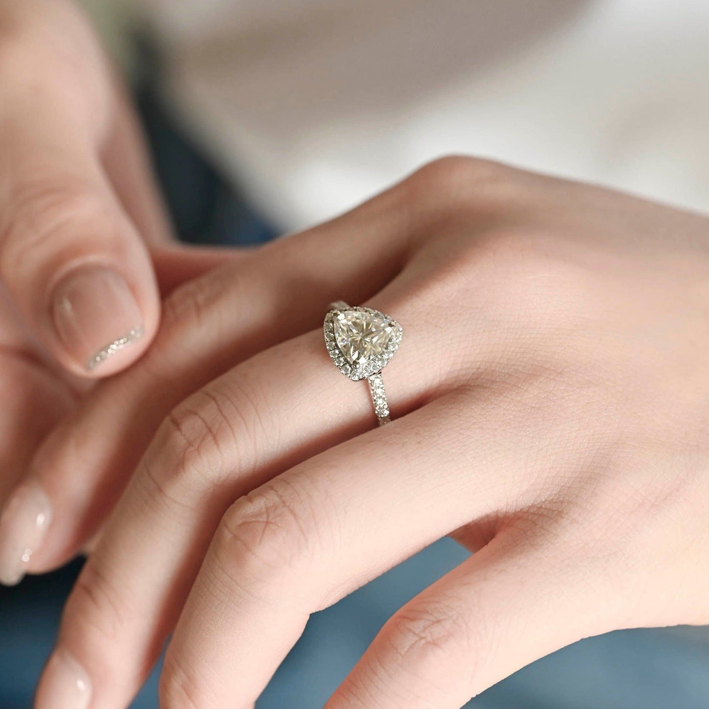 CausYou trillion cut diamond engagement ring CausYou Solid Gold D/VS1 Trillion Cut Diamond Ring, Lab Grown Diamond Engagement Ring, Wedding Promise Ring