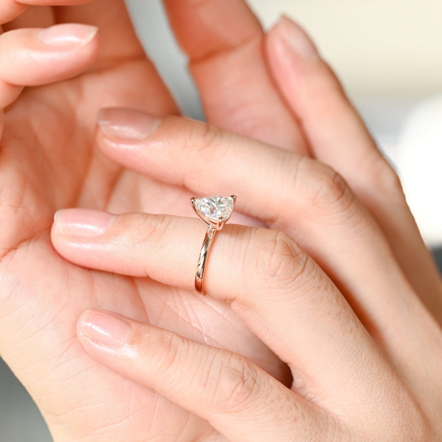 CausYou trillion cut diamond engagement ring CausYou Solid Gold D/VS1 Trillion Cut Lab Grown Diamond Ring, Trilliant Engagement Ring, Wedding Bridal Ring