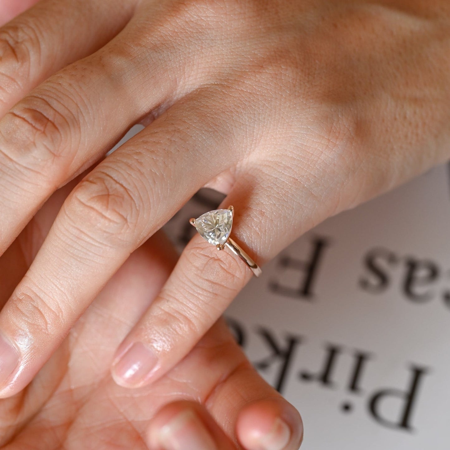 CausYou trillion cut diamond engagement ring CausYou Solid Gold D/VS1 Trillion Cut Lab Grown Diamond Ring, Trilliant Engagement Ring, Wedding Bridal Ring