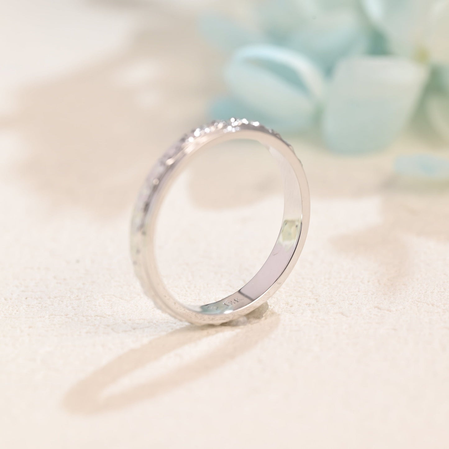 CausYou women's wedding ring CausYou Solid Gold 3mm wide Diamond Pattern Engraved Wedding Band, Wdding Ring, Gift for Women Wife