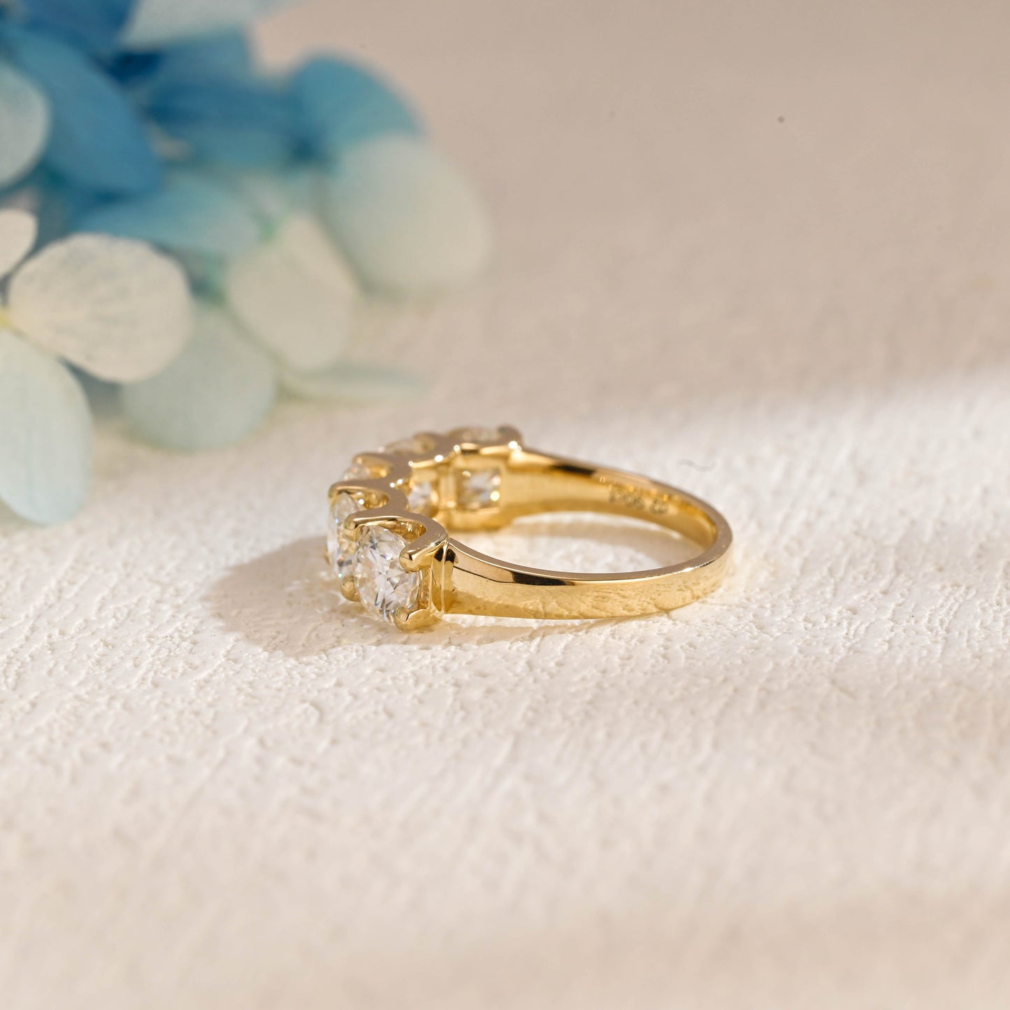 CausYou women's wedding ring CausYou Solid Gold 5mm Cushion Cut Moissanite Wedding Band, Half-Eternity Wedding Band, Stacking Wedding Ring, Gift for Women, Wife