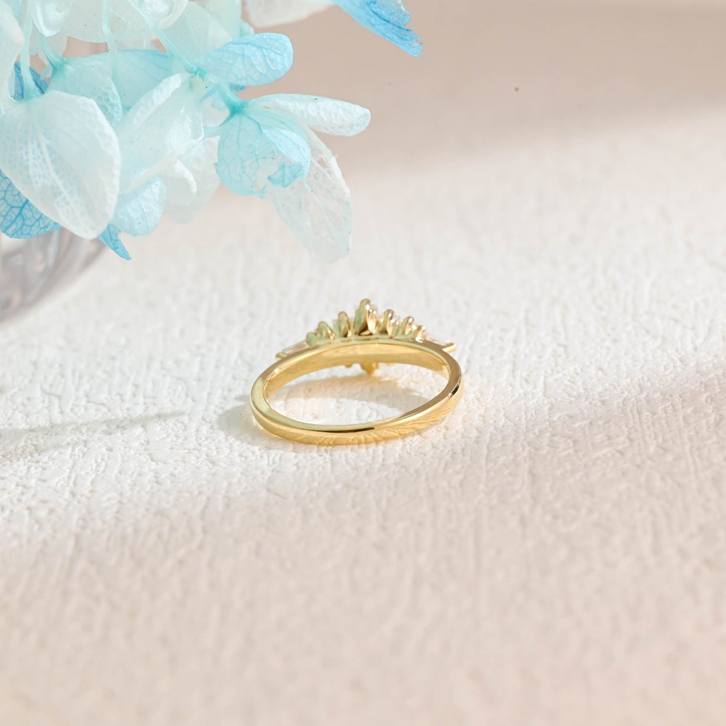 CausYou women's wedding ring CausYou Solid Gold Baguette Cut Moissaanite Wedding Band, Baguette Wedding Ring, Gift for Women Wife