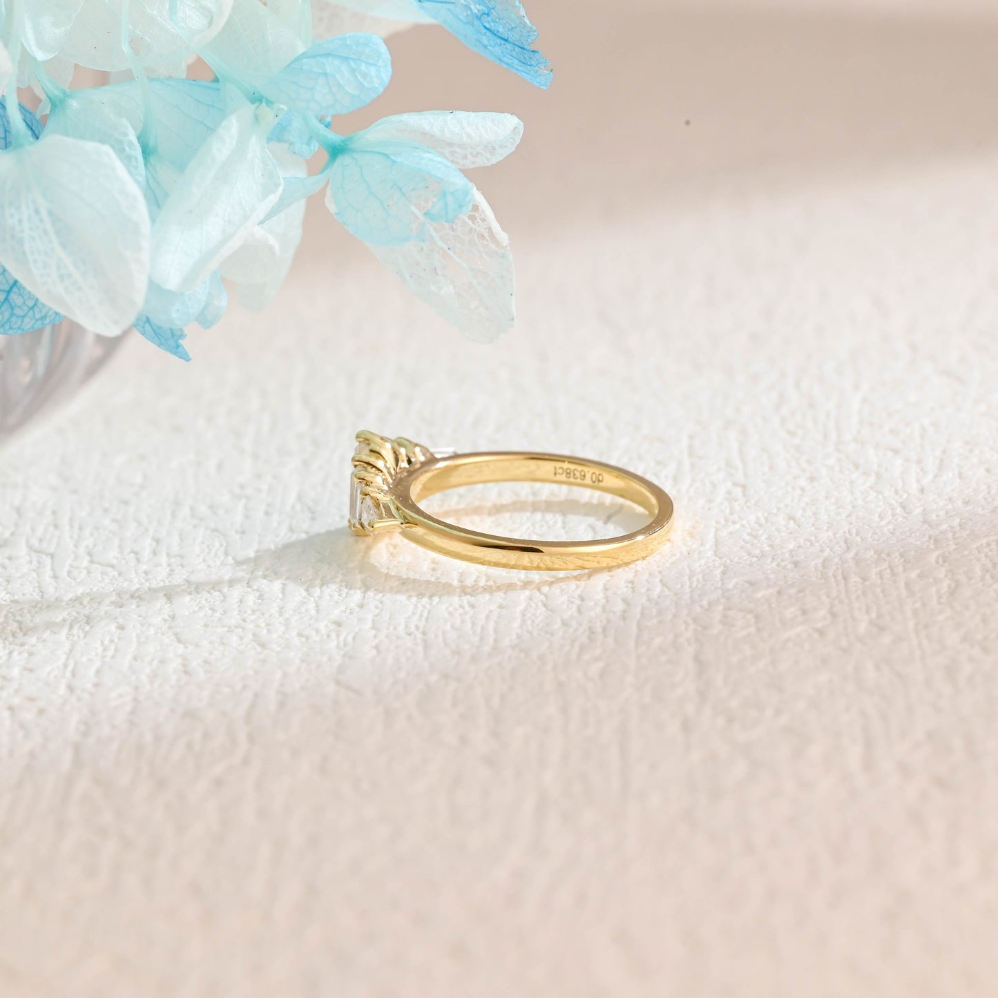 CausYou women's wedding ring CausYou Solid Gold Baguette Cut Moissaanite Wedding Band, Baguette Wedding Ring, Gift for Women Wife