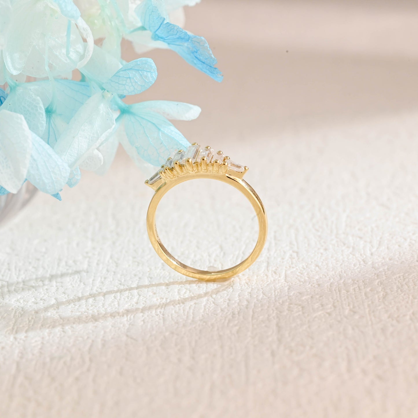 CausYou women's wedding ring CausYou Solid Gold Baguette Cut Moissaanite Wedding Band, Baguette Wedding Ring, Gift for Women Wife