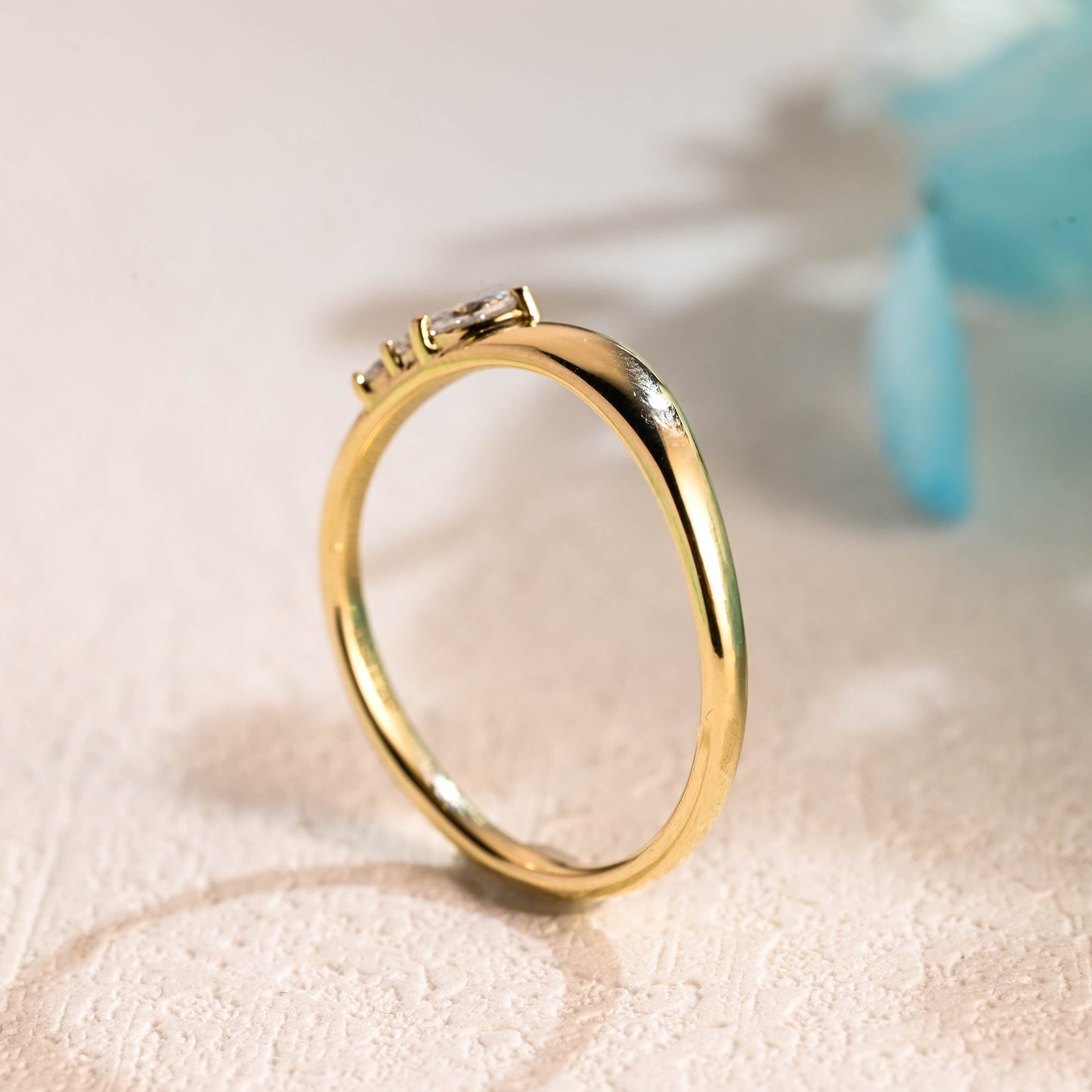 CausYou women's wedding ring CausYou Solid Gold Contorted Marquise Cut Moissanite Wedding Band, Vintage Wedding Band, Stacking Wedding Ring, Matching Band, Gift for Women Wife