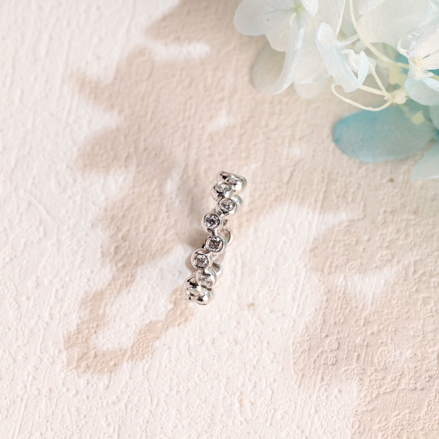 CausYou women's wedding ring CausYou Solid Gold Round Cut Moissanite Wedding Band, Full Eternity Bezel Wedding Ring, Stacking Ring, Matching Band, Gift for Women, Wife