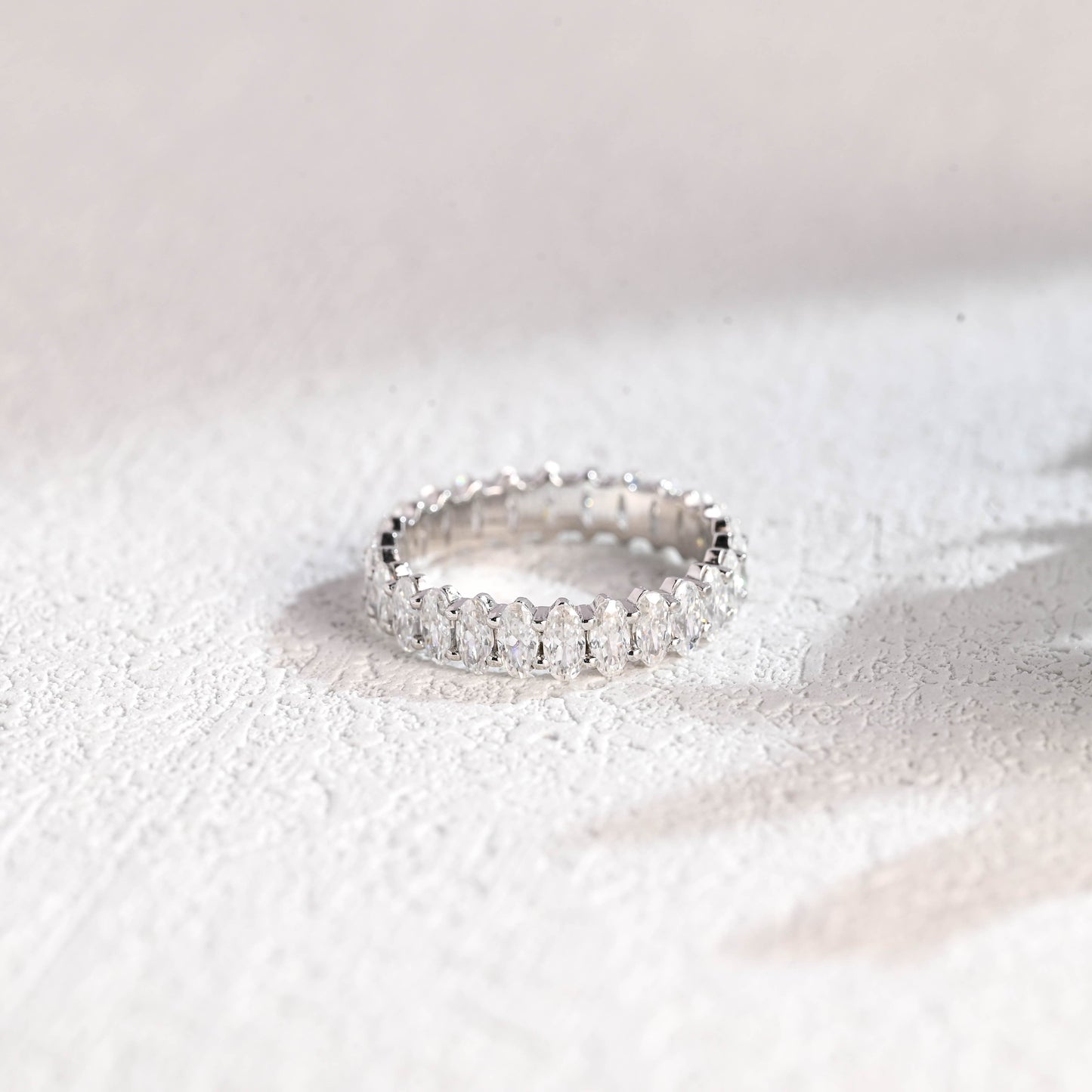 CausYou women's wedding ring Solid Gold 2*4mm Oval Cut Moissanite Wedding Band, Full Eternity Ring
