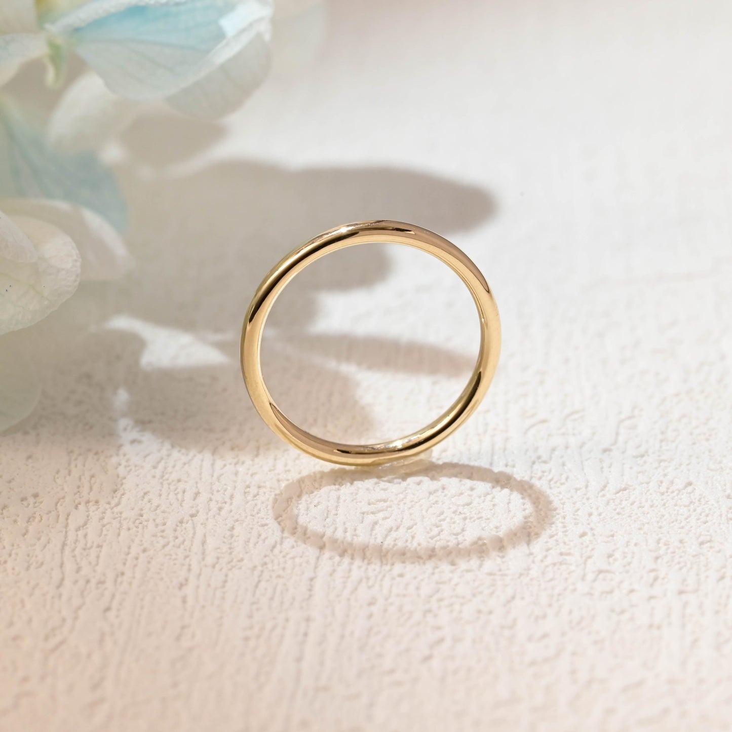 CausYou women's wedding ring Solid Gold 2mm Round Edge Wedding Band, Plain Band