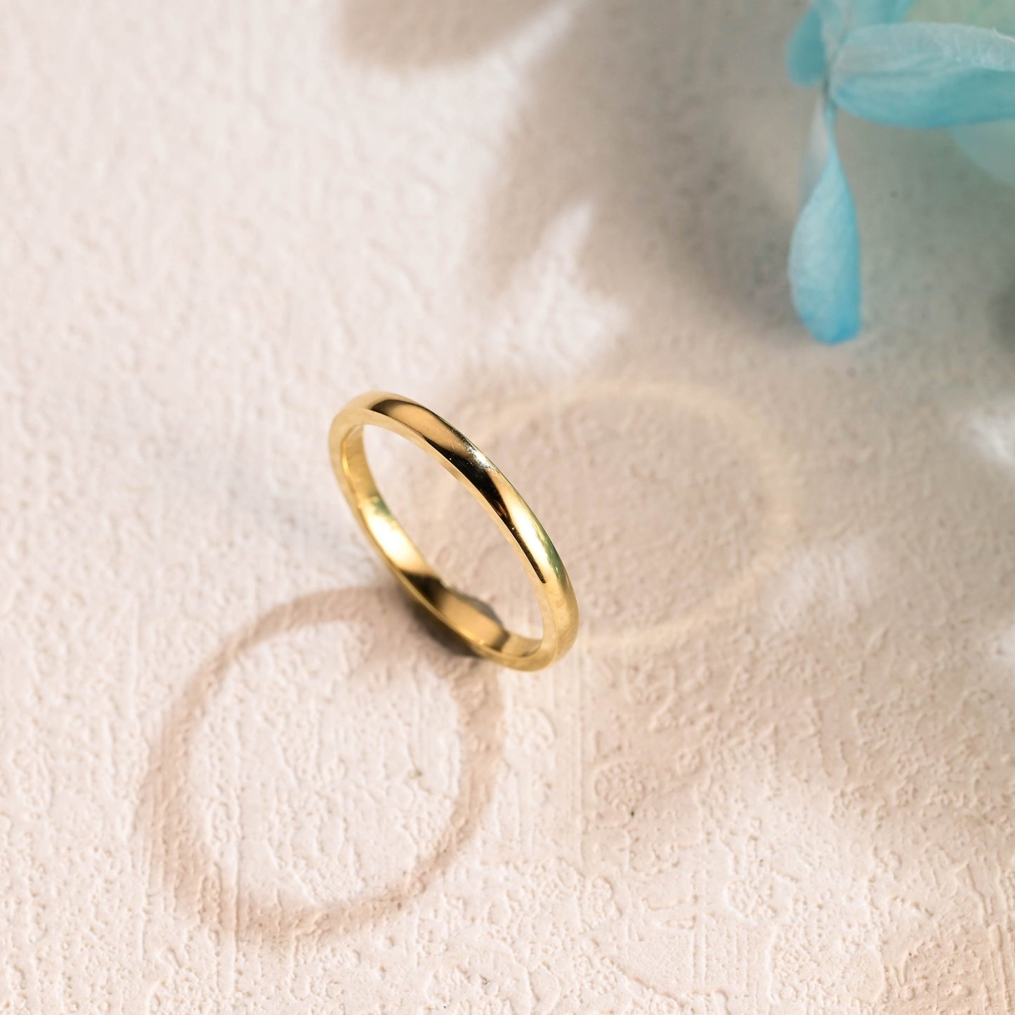 CausYou women's wedding ring Solid Gold 2mm Width Plain Wedding Band