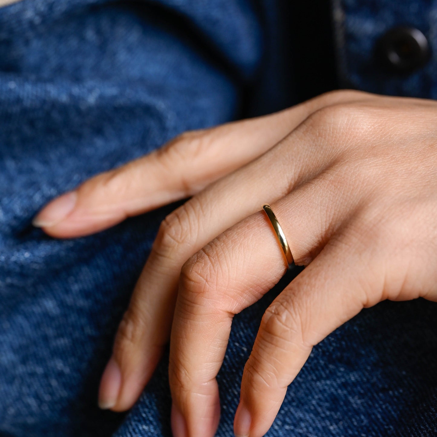 CausYou women's wedding ring Solid Gold 2mm Width Plain Wedding Band