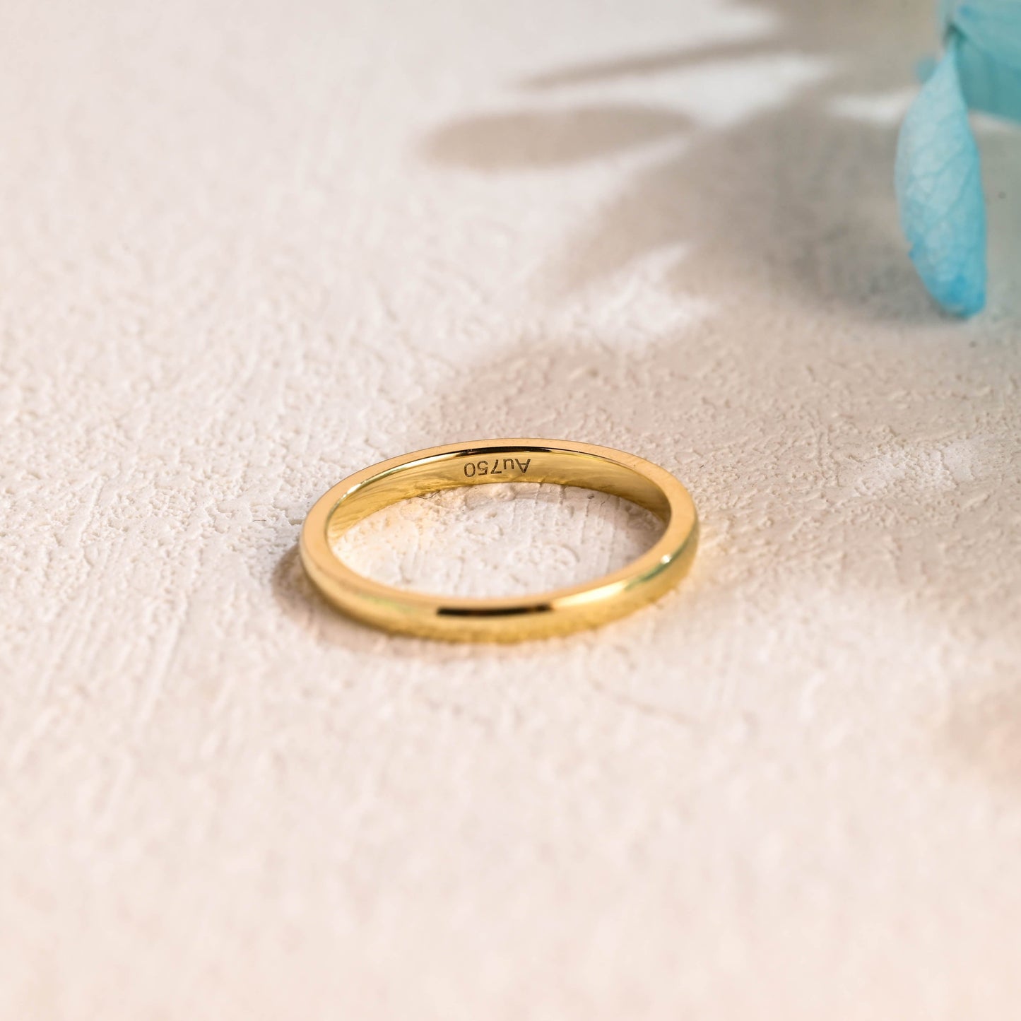 CausYou women's wedding ring Solid Gold 2mm Width Plain Wedding Band