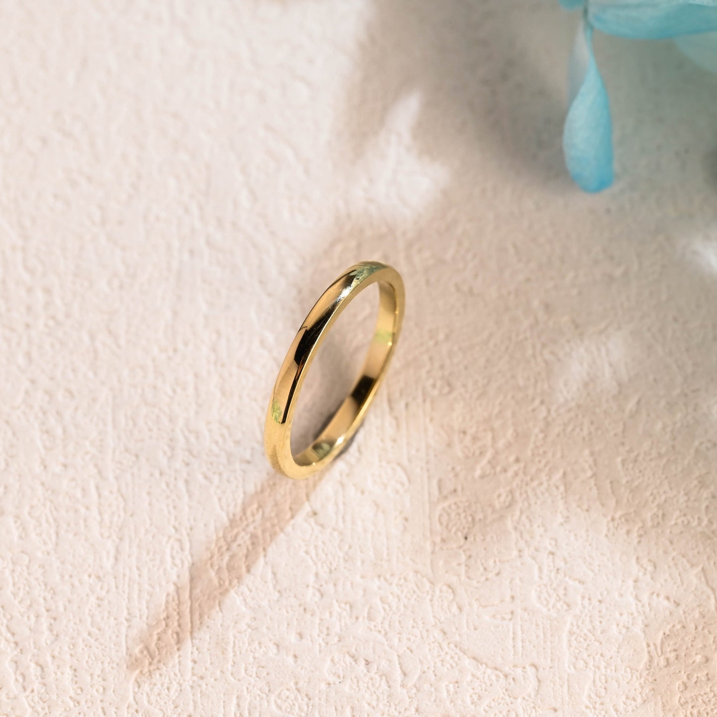 CausYou women's wedding ring Solid Gold 2mm Width Plain Wedding Band