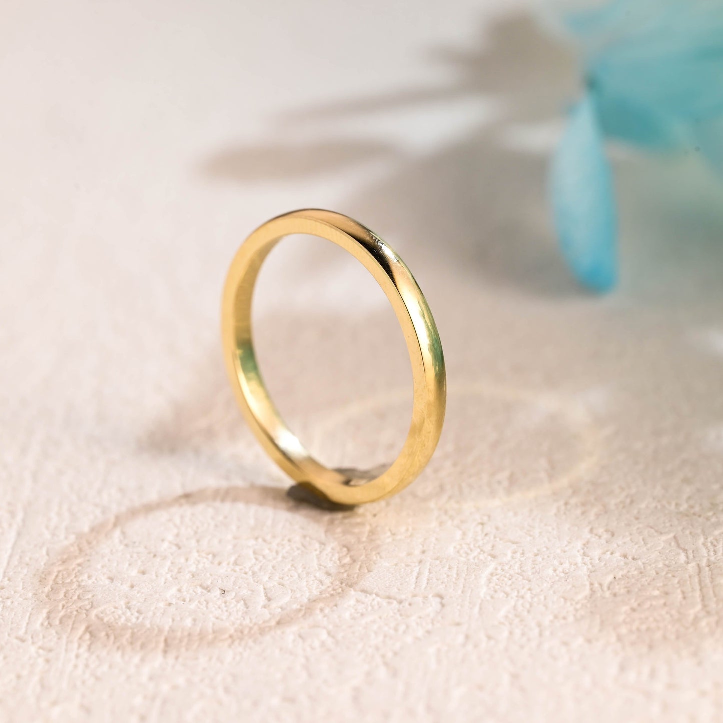 CausYou women's wedding ring Solid Gold 2mm Width Plain Wedding Band